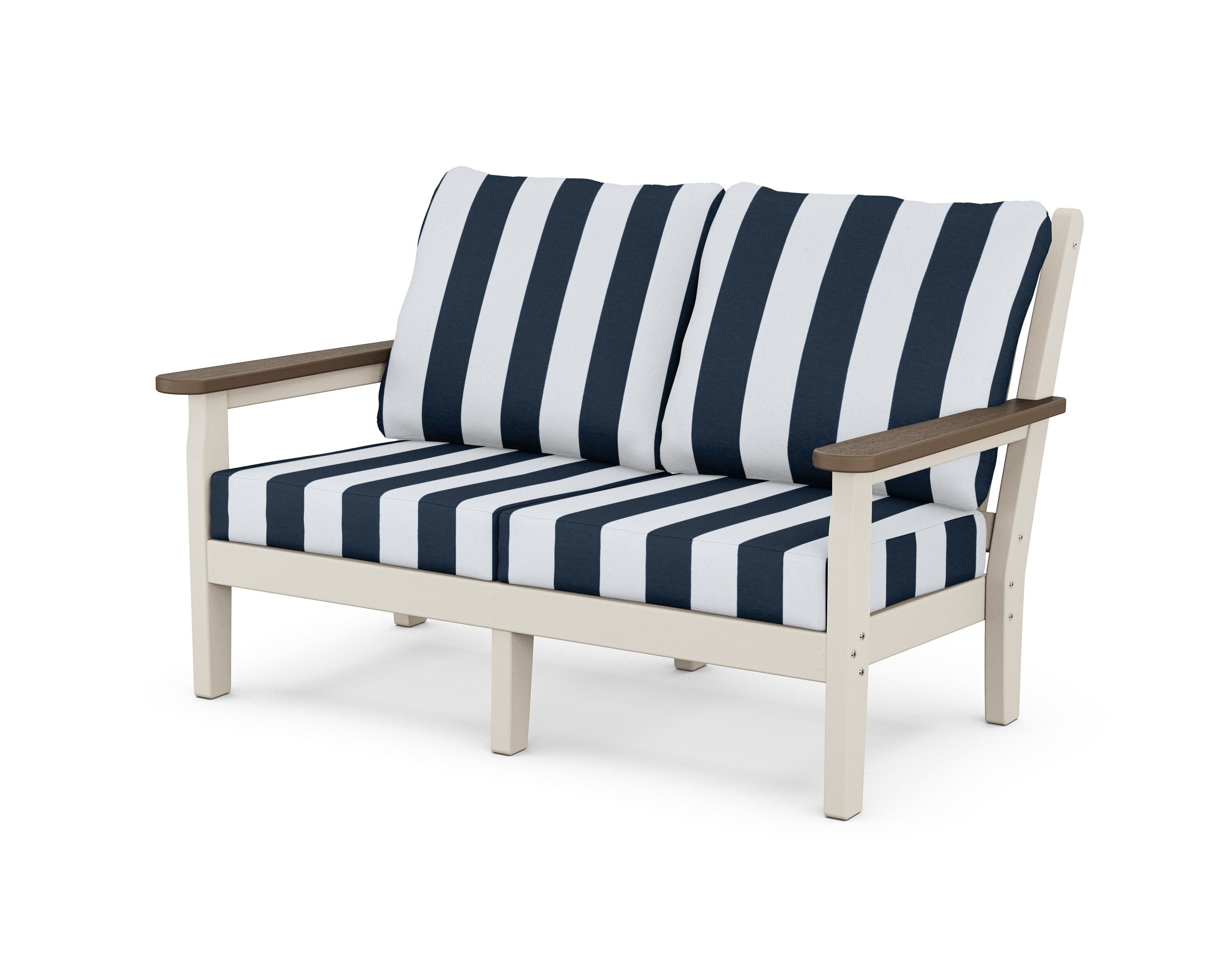 Chippendale Deep Seating Loveseat in Sand / Kona / Cabana Stripe Marine Indigo