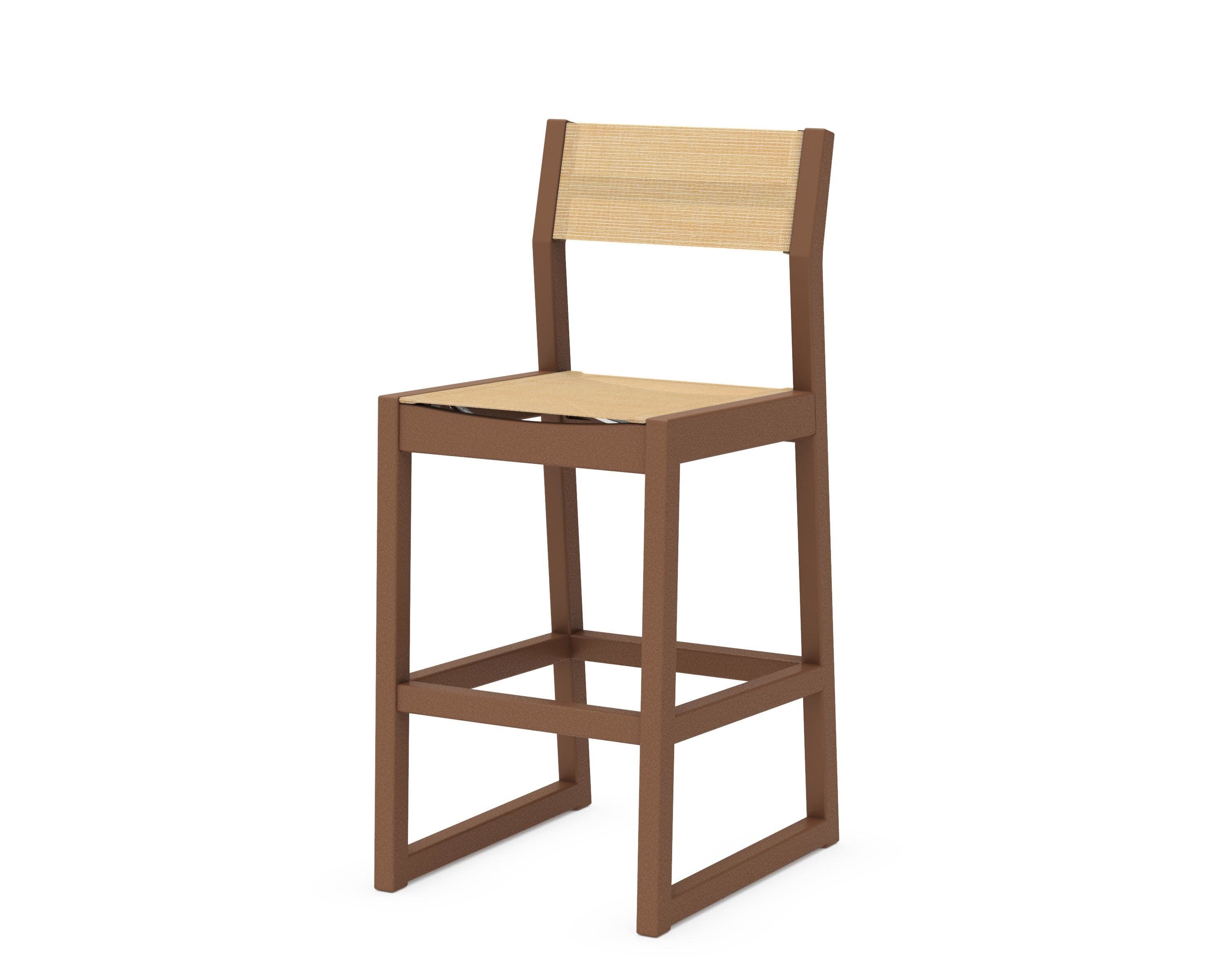 EDGE Sling Bar Side Chair in Teak / Dupioni Apricot Sling