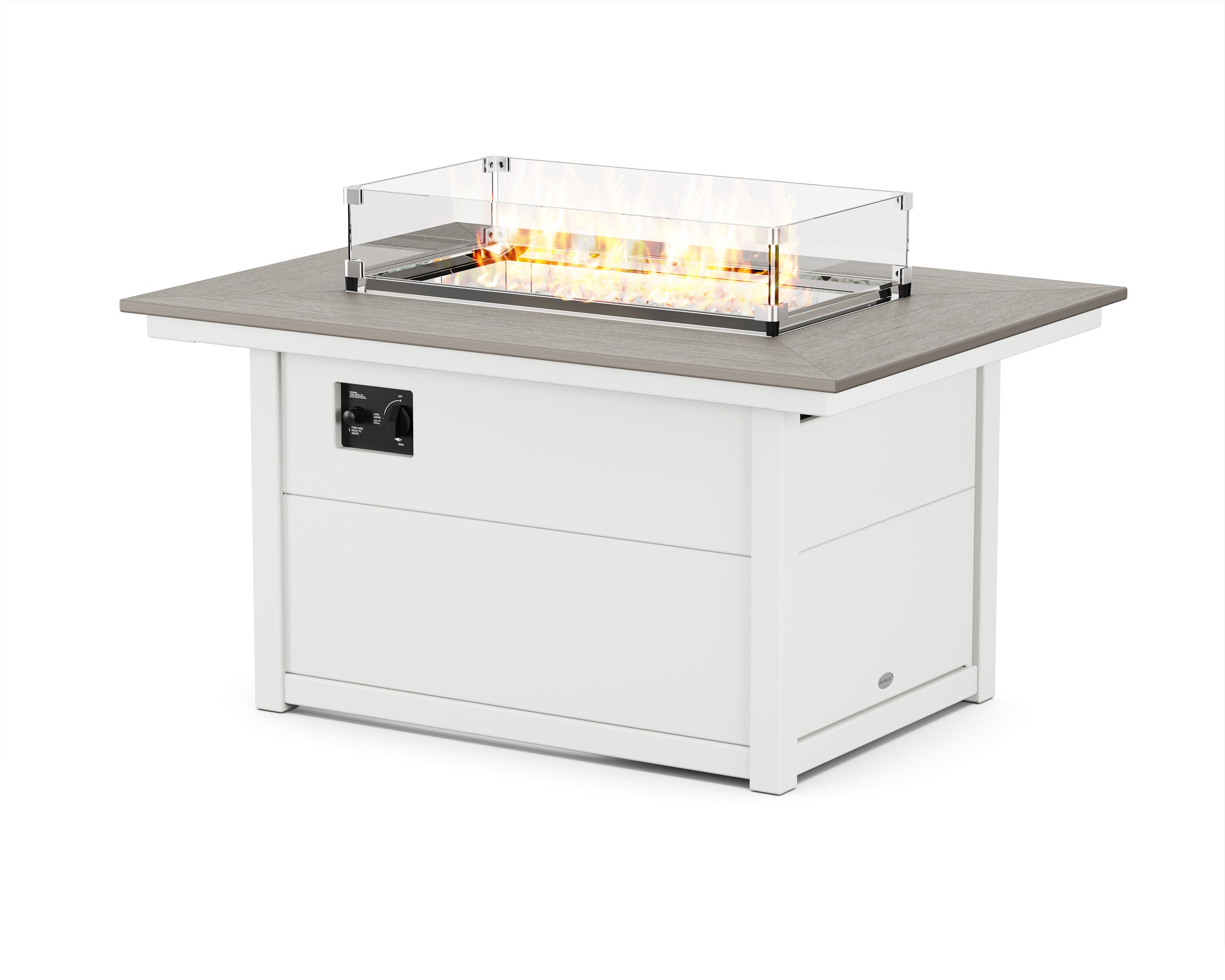 Rectangle 34" X 46" Fire Pit Table in White / Driftwood