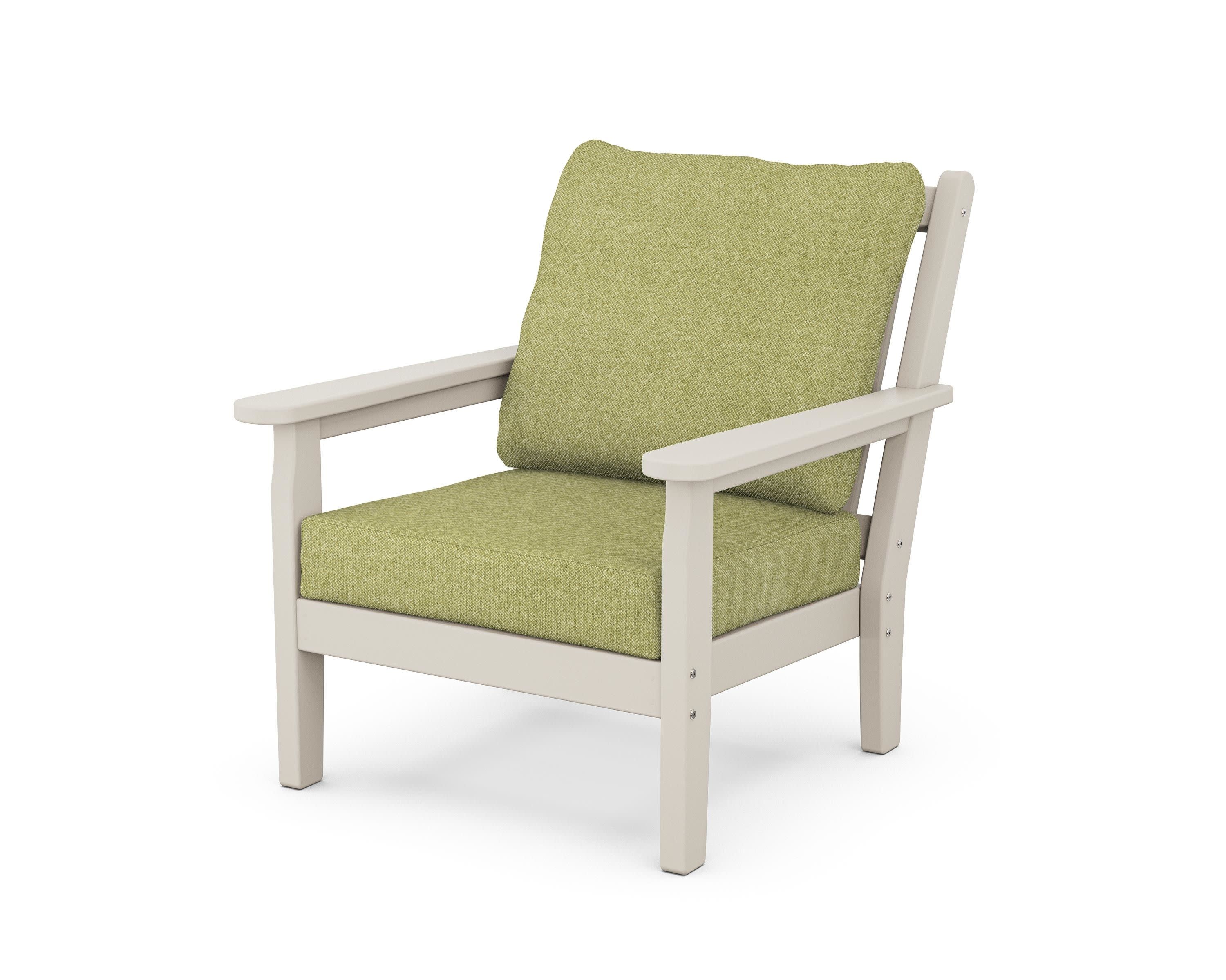 Chippendale Deep Seating Chair in Sand / Chartreuse Boucle