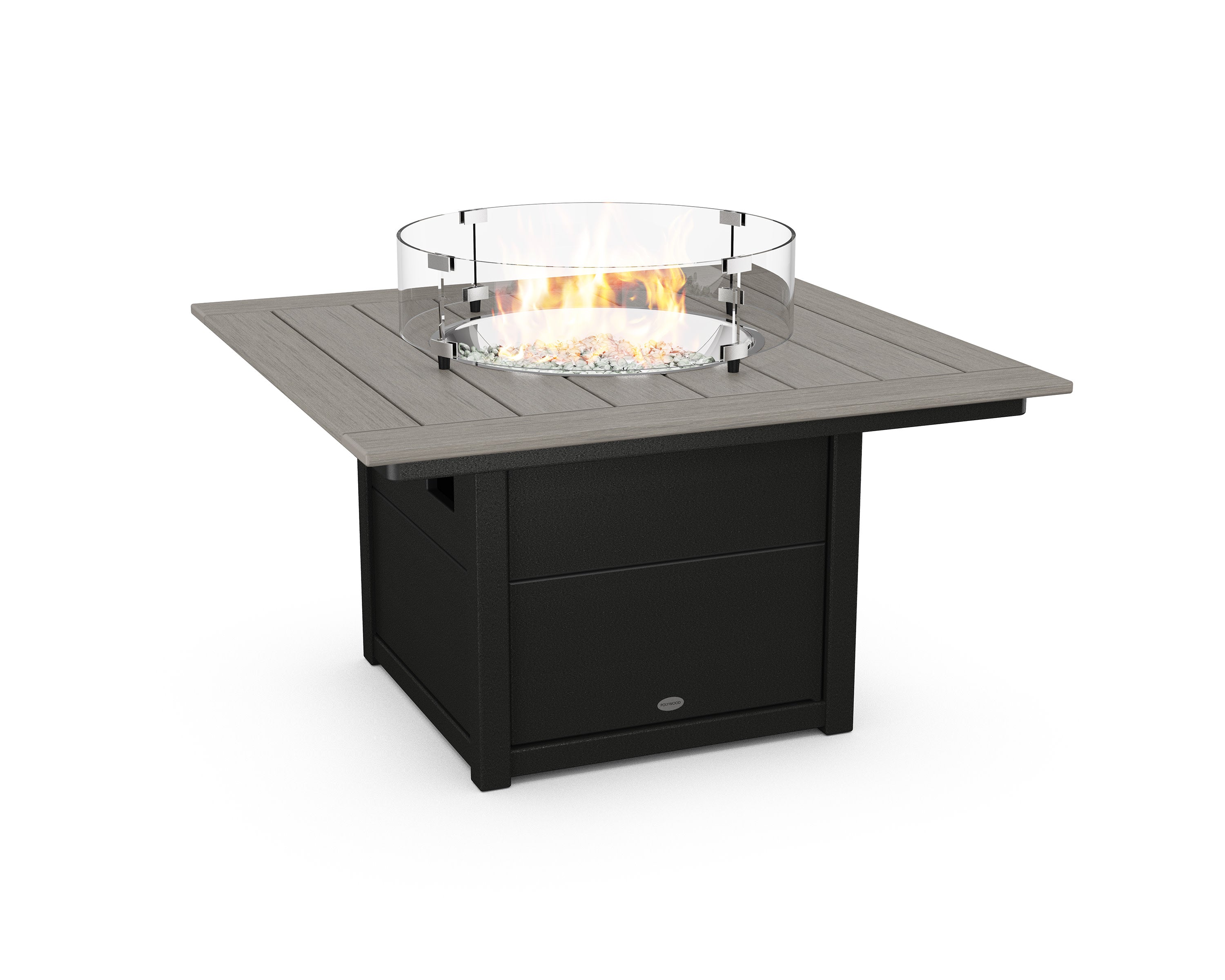 Square 42" Fire Pit Table in Black / Driftwood