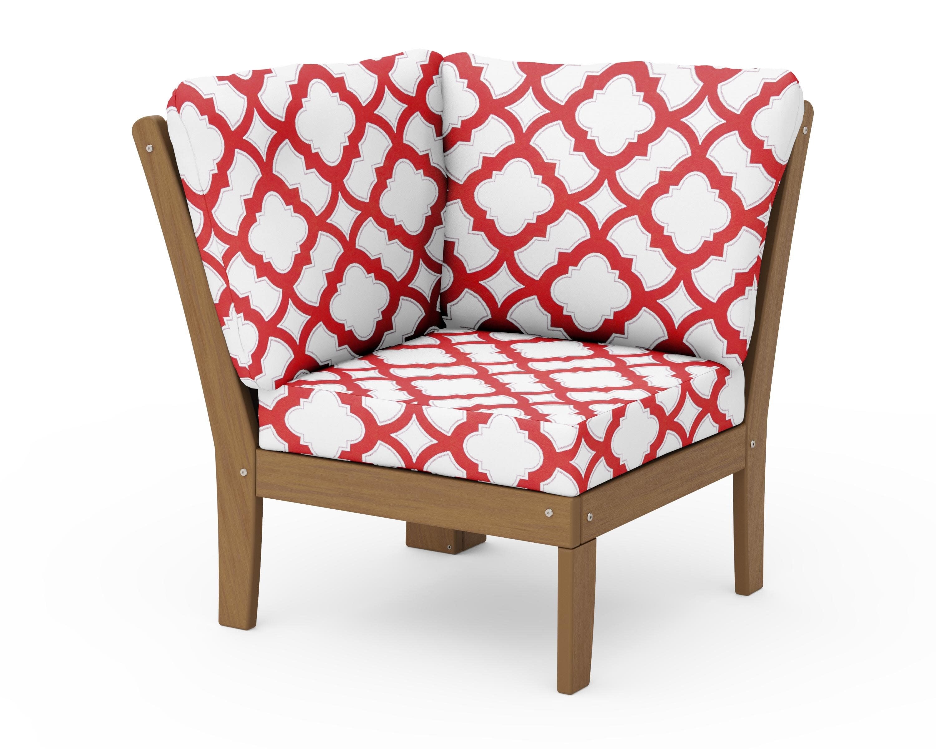 Braxton Modular Corner Chair in Natural / Trellis Crimson
