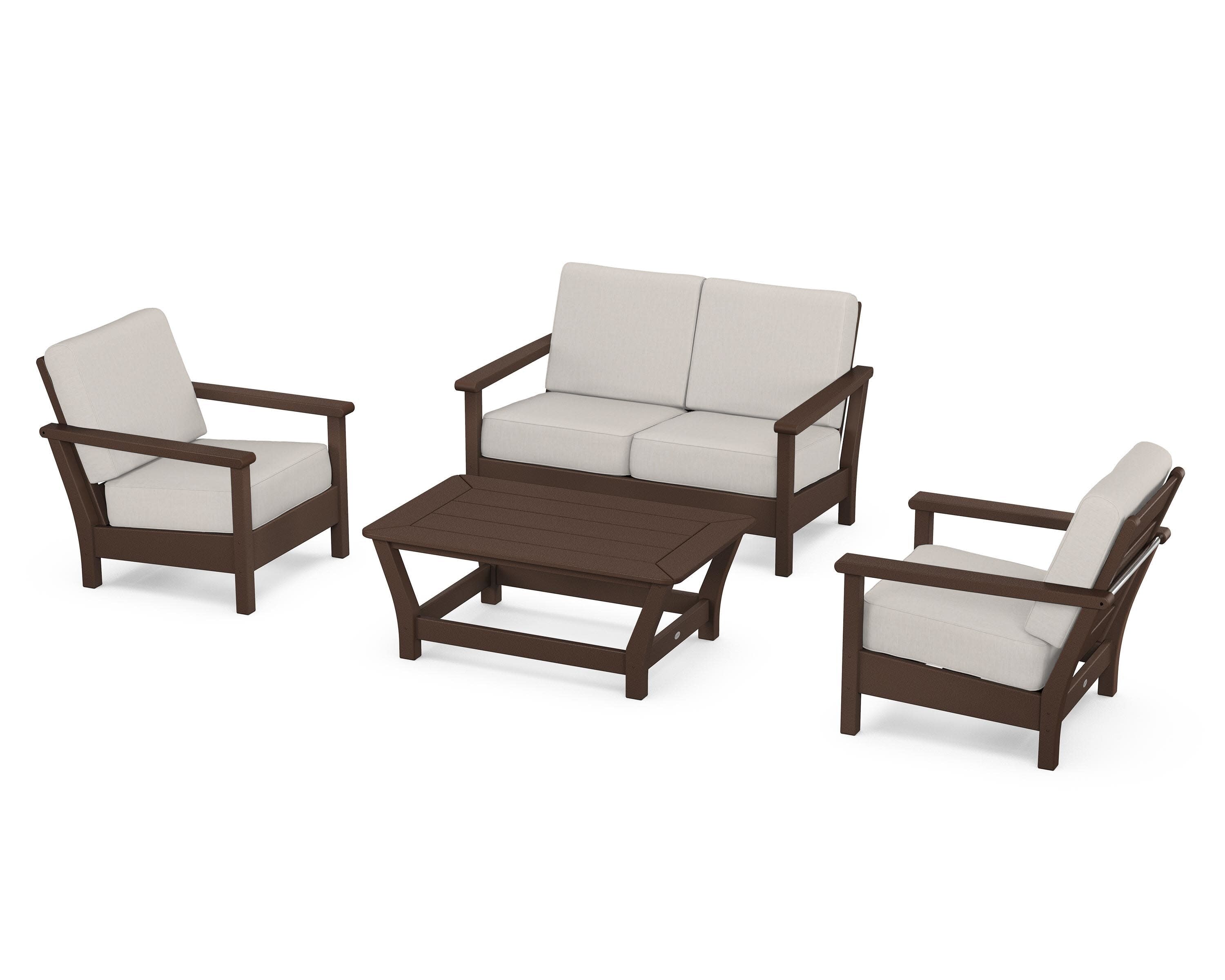 Harbour 4-Piece Deep Seating Set in Mahogany / Cast Ash