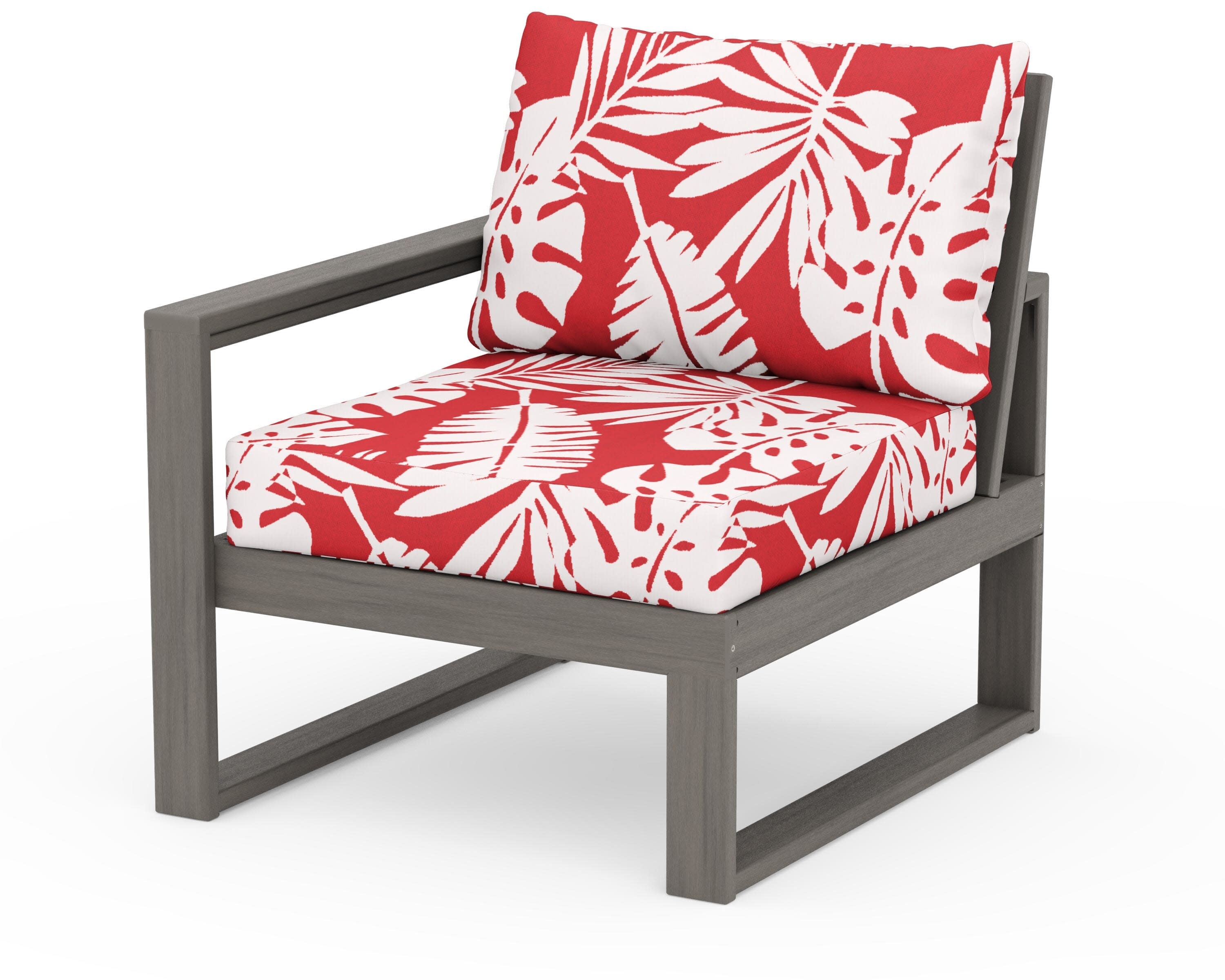EDGE Modular Left Arm Chair in Driftwood / Leaf Crimson