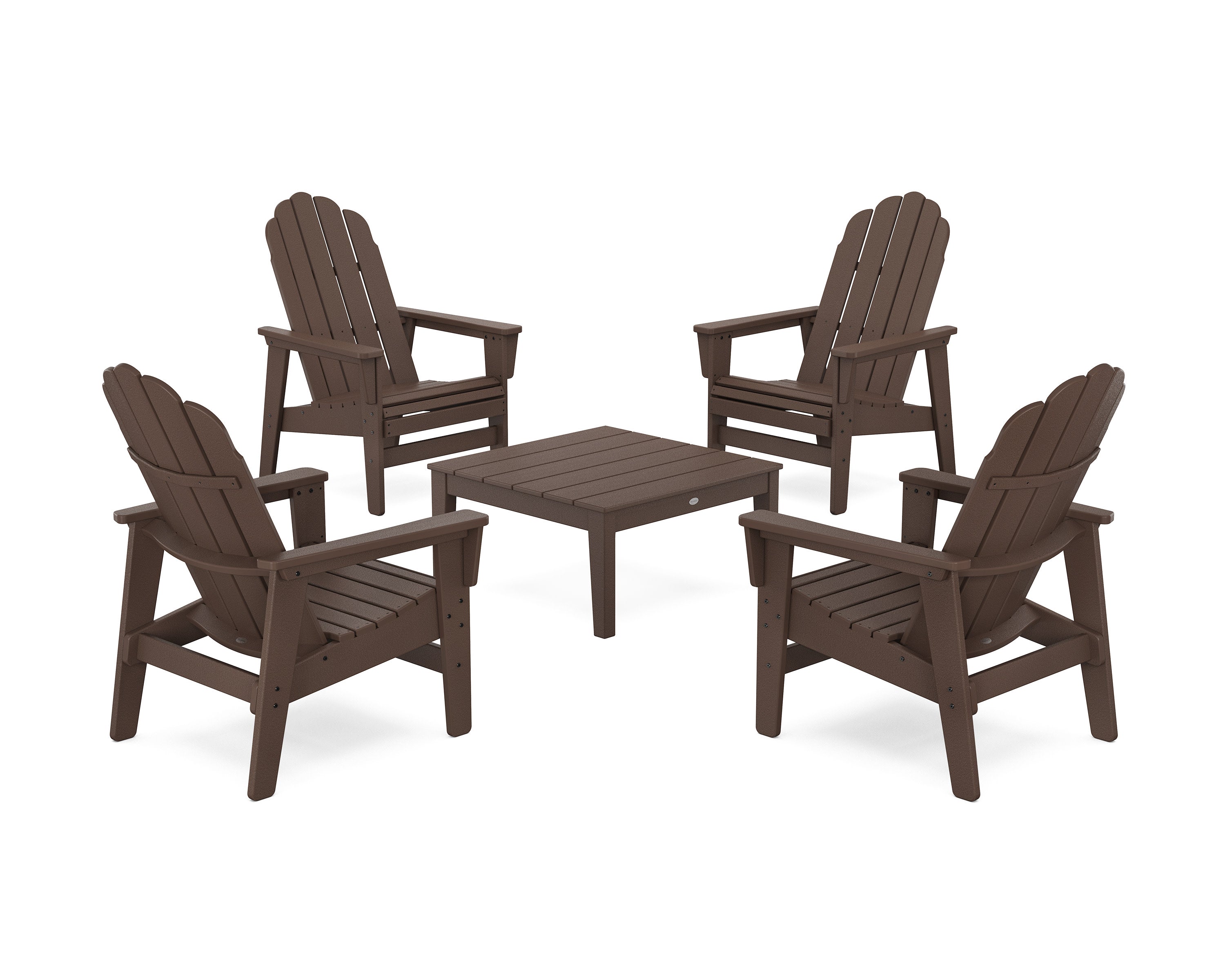 5-Piece Vineyard Grand Upright Adirondack Chair Conversation Group in Mahogany