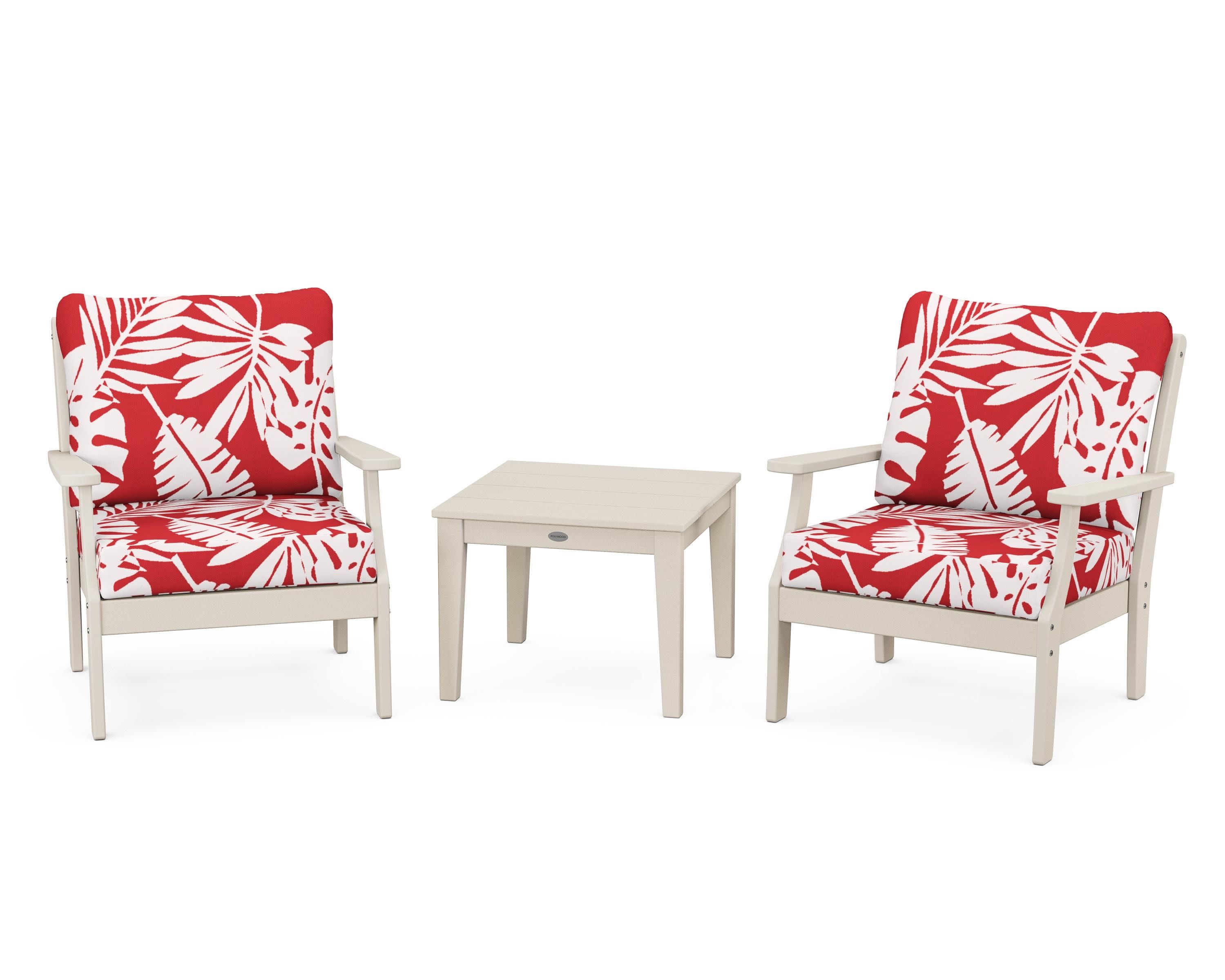 Braxton 3-Piece Deep Seating Set in Sand / Leaf Crimson