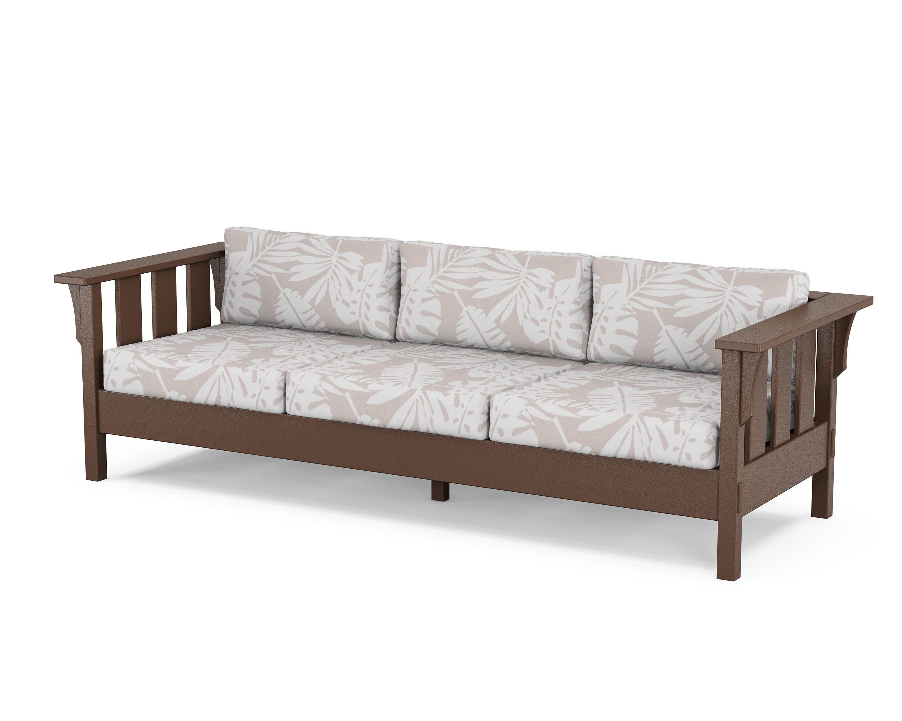 Acadia Deep Seating Sofa in Mahogany / Leaf Dune Burlap