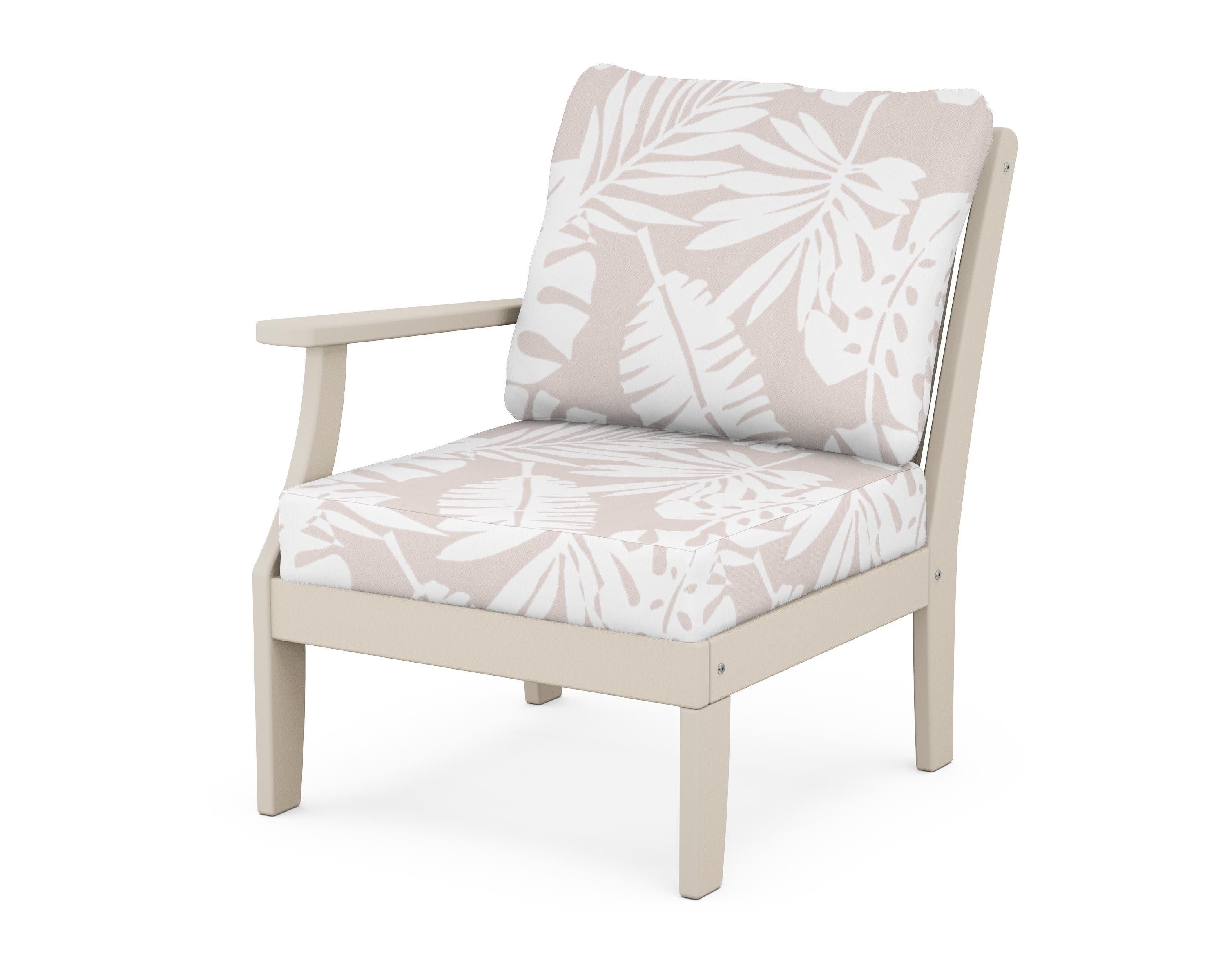 Braxton Modular Left Arm Chair in Sand / Leaf Dune Burlap