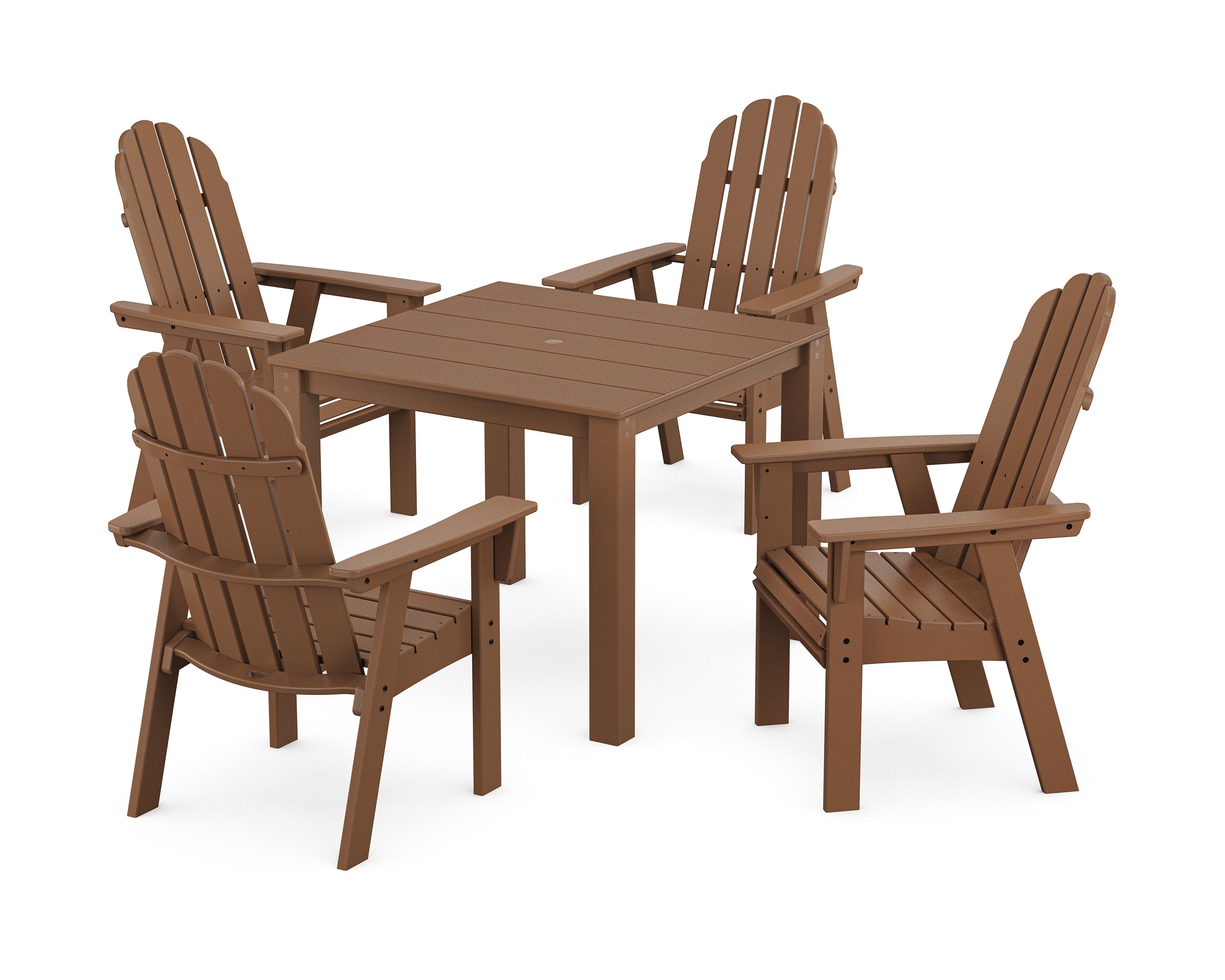 Vineyard Curveback Adirondack 5-Piece Parsons Dining Set in Teak
