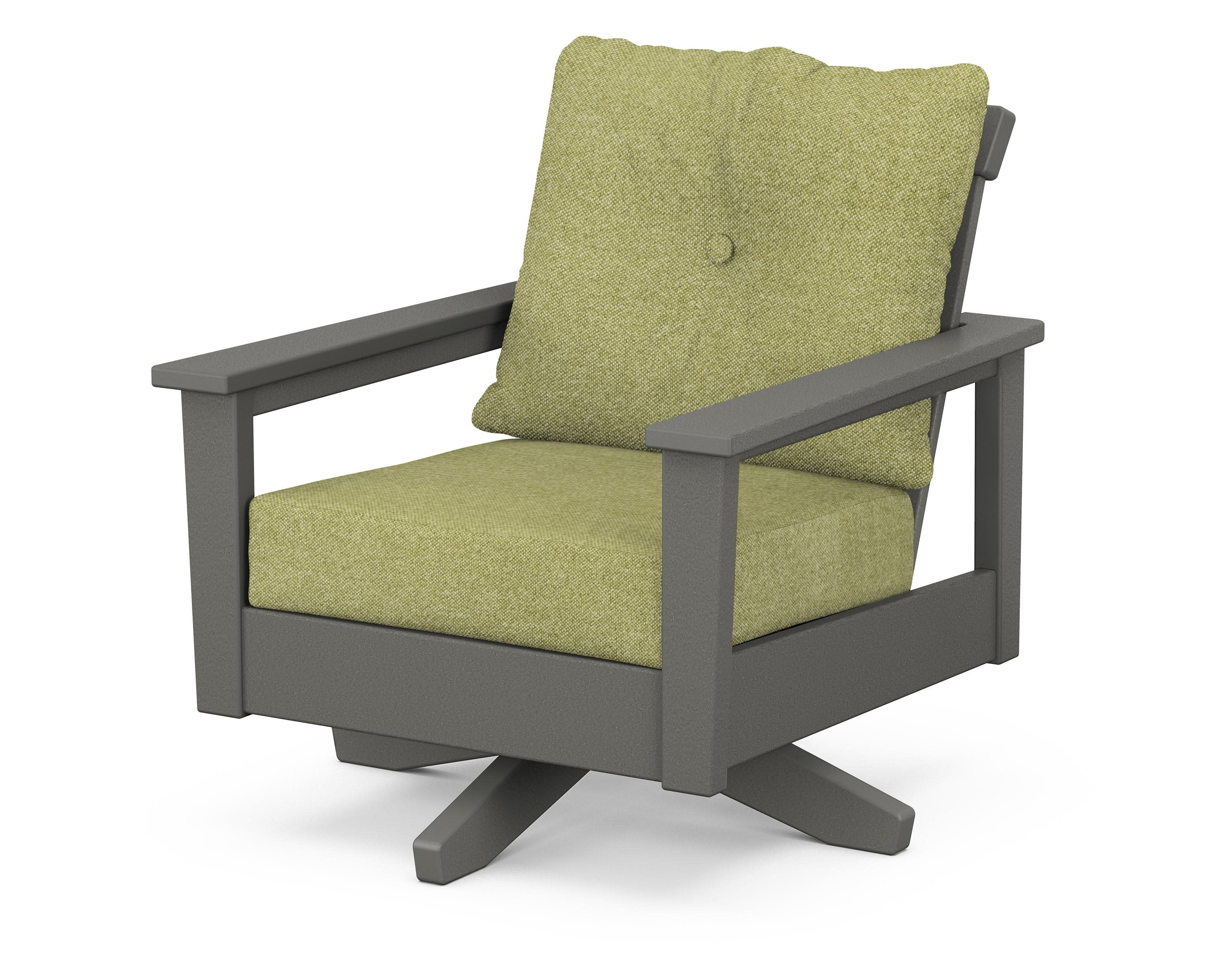Prescott Deep Seating Swivel Chair in Slate Grey / Chartreuse Boucle