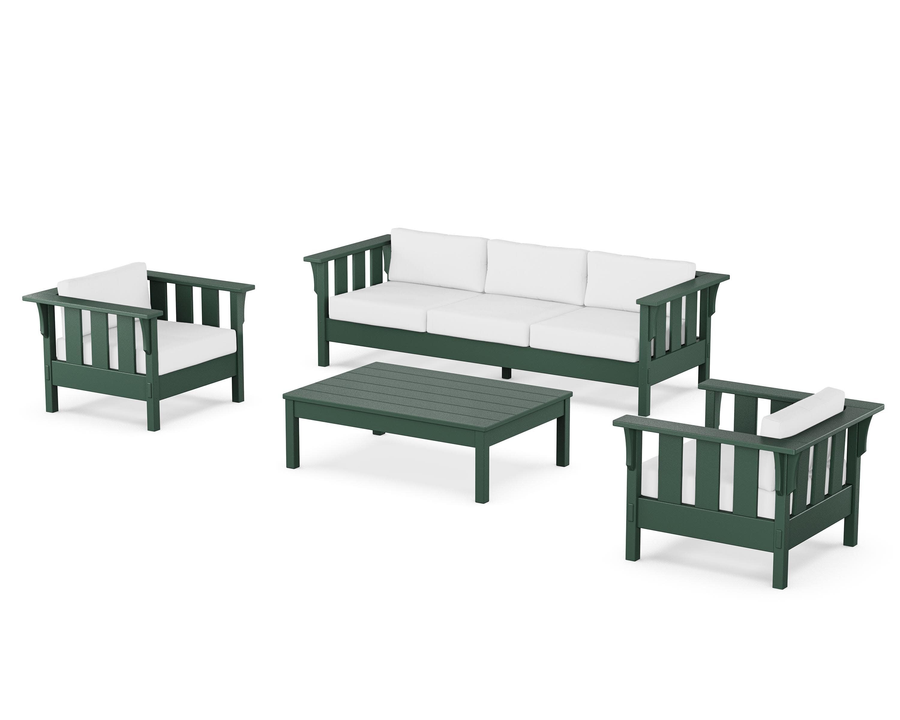 Acadia 4-Piece Deep Seating Set with Sofa in Green / Natural