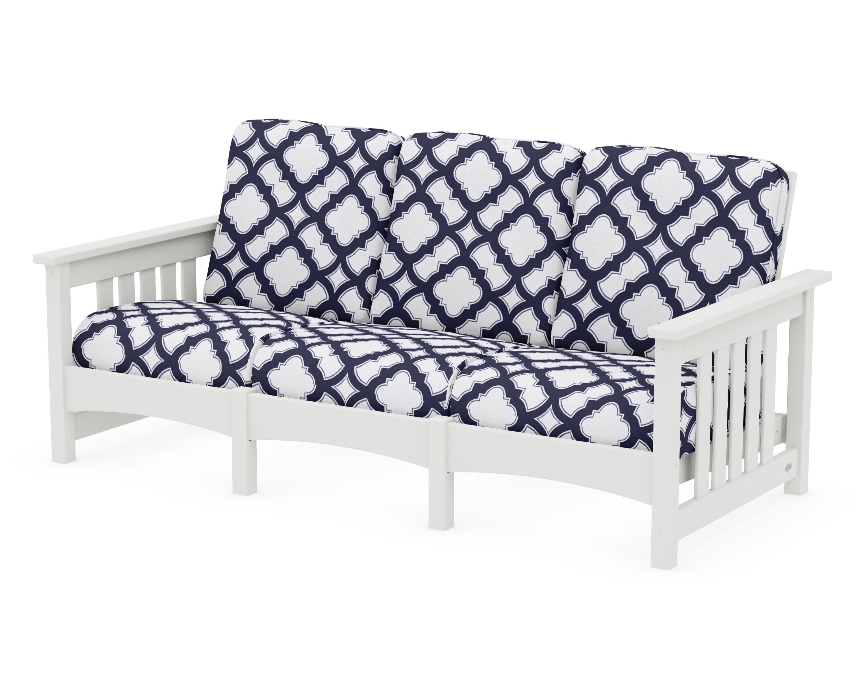 Club Mission Sofa in Vintage White / Trellis Navy