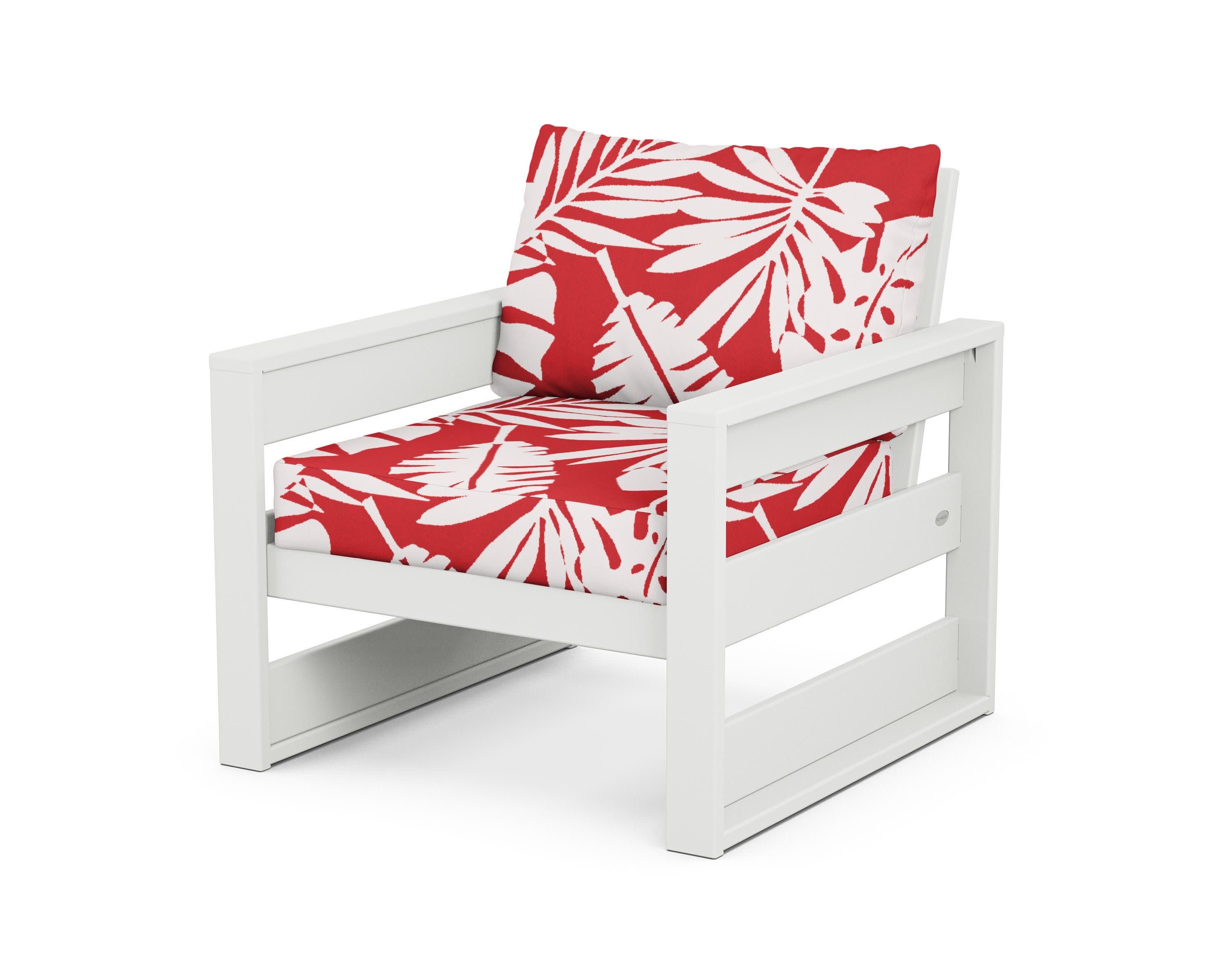 Westport Club Chair in White / Leaf Crimson