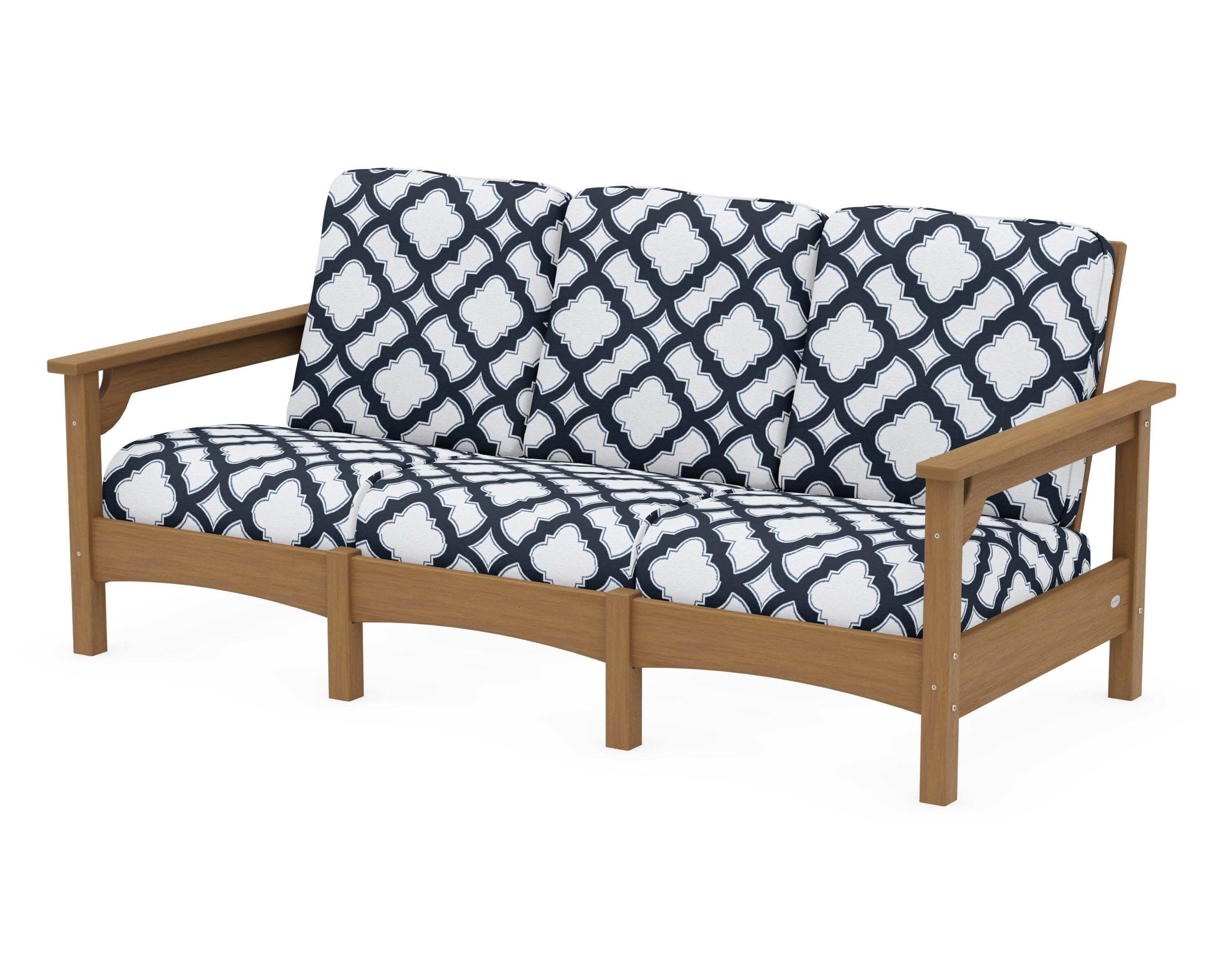 Club Sofa in Natural / Trellis Marine Indigo