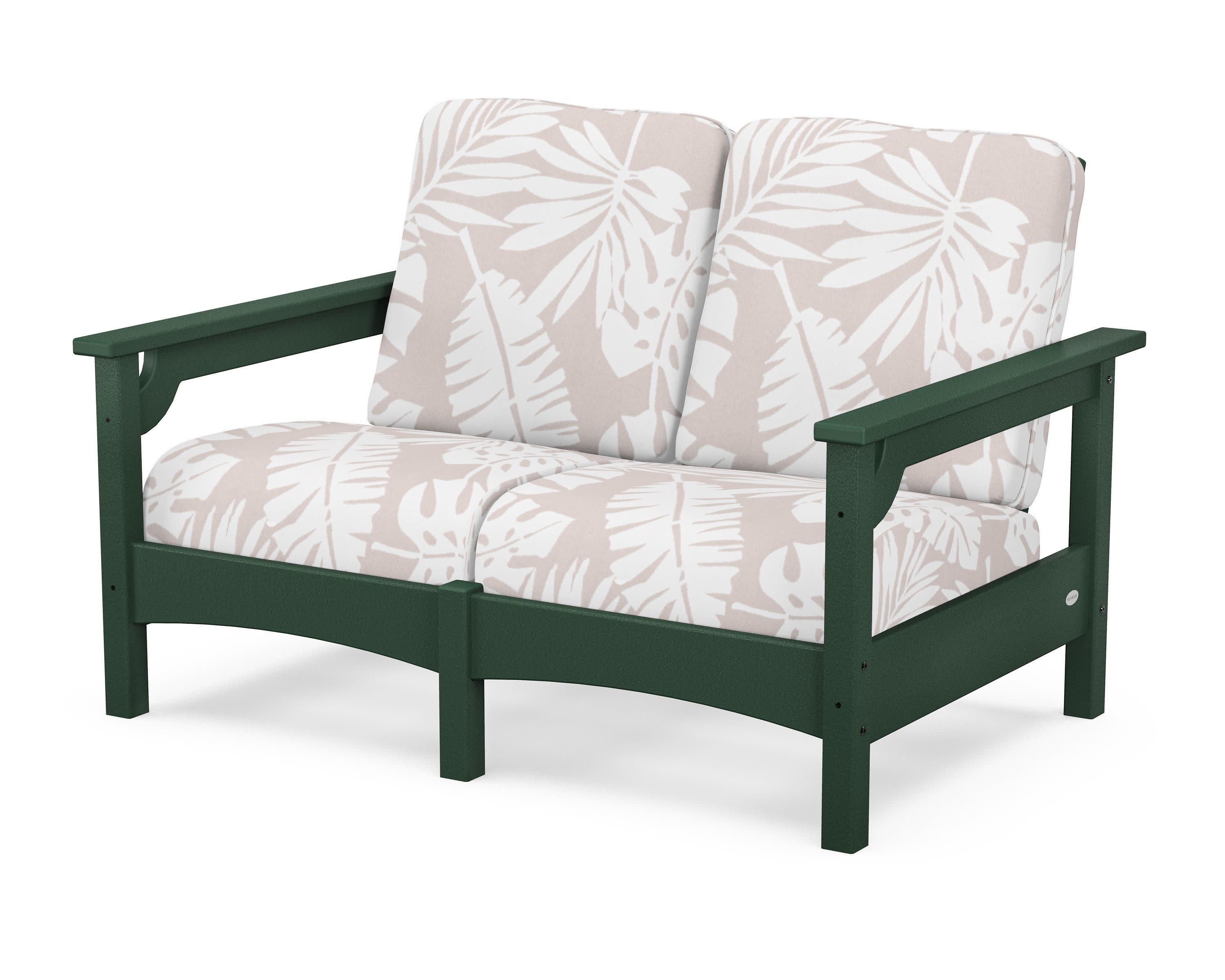 Club Loveseat in Green / Leaf Dune Burlap