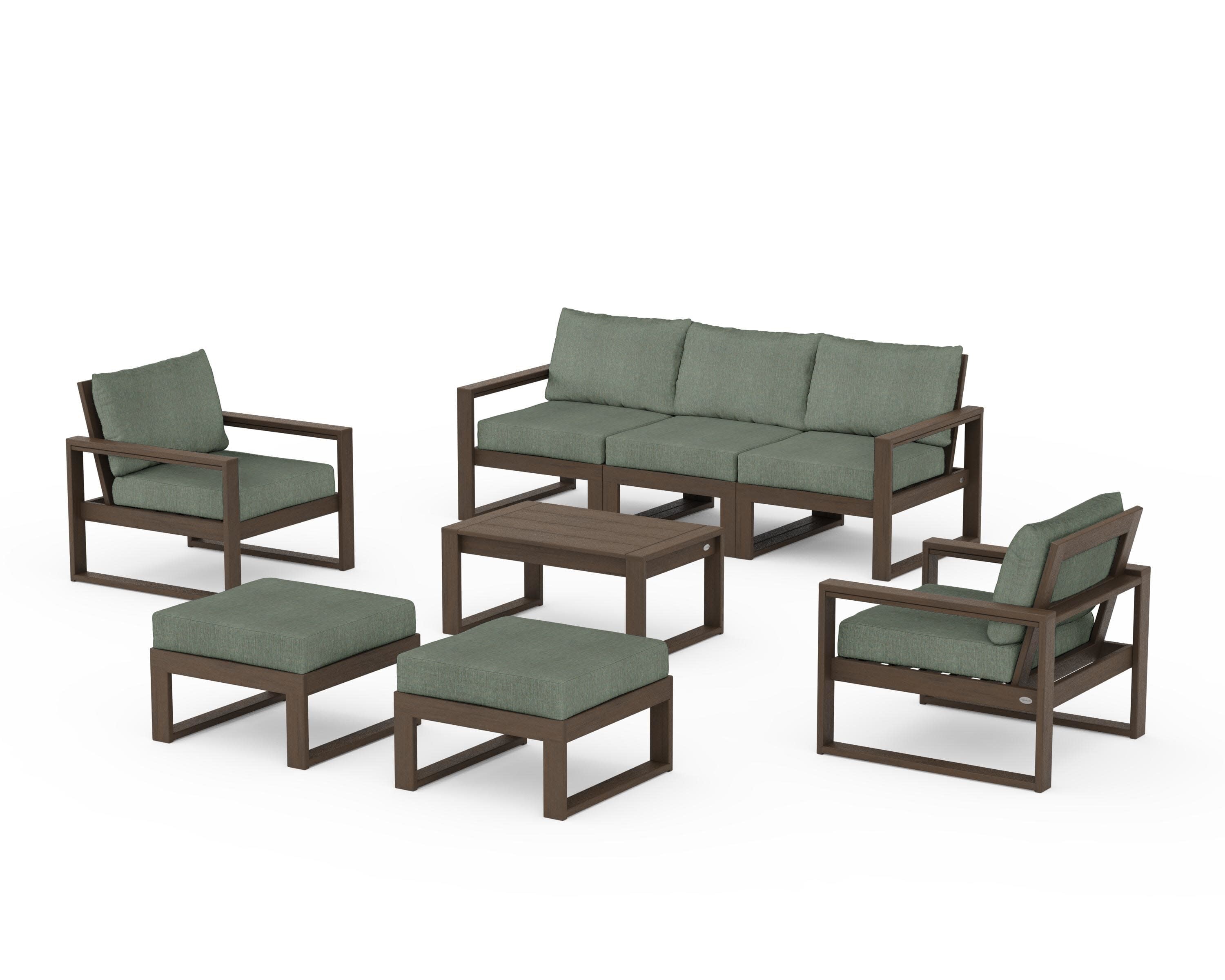EDGE Sectional 8-Piece Lounge Sofa Set in Kona / Cast Sage