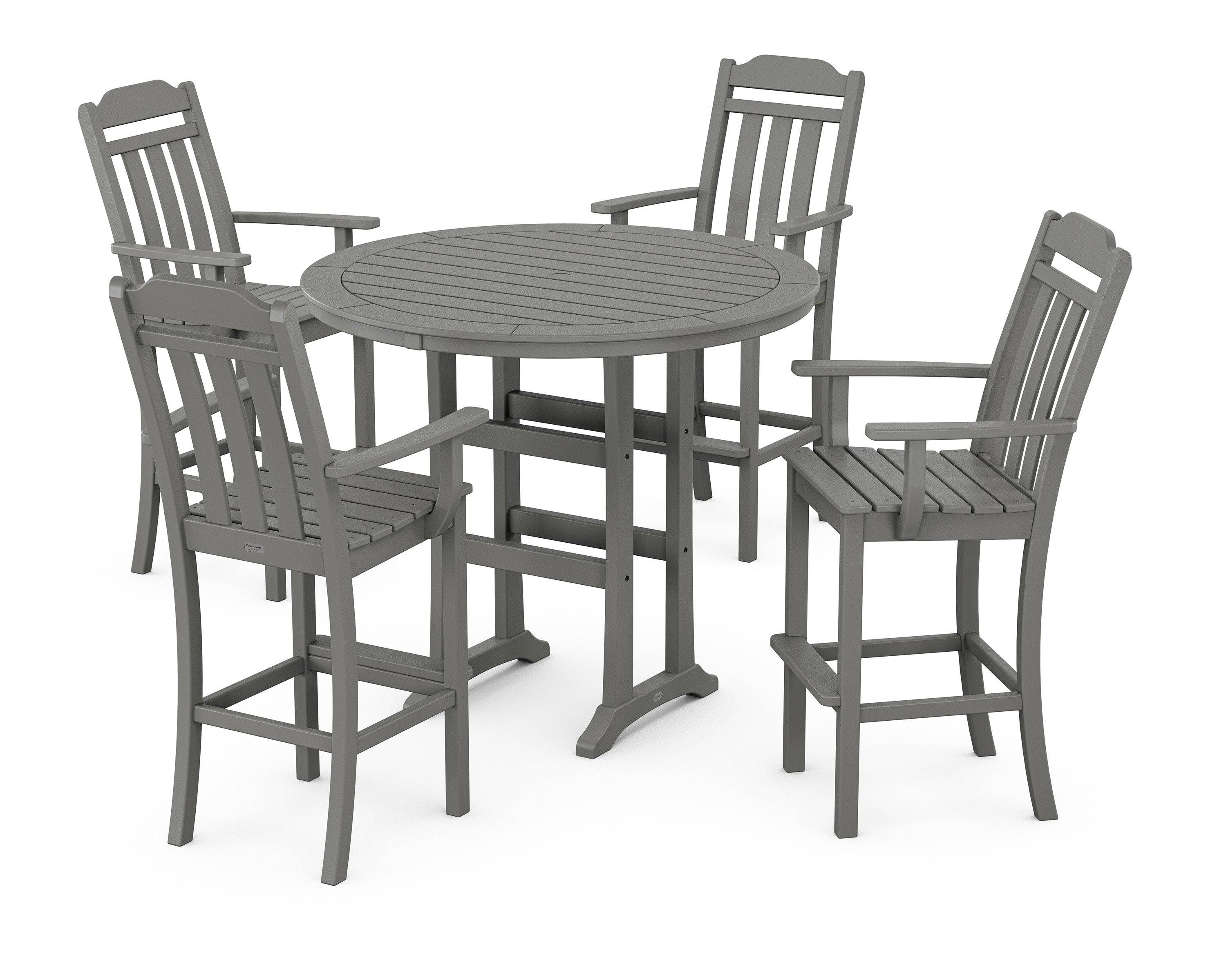 Cottage 5-Piece Round Bar Set in Slate Grey