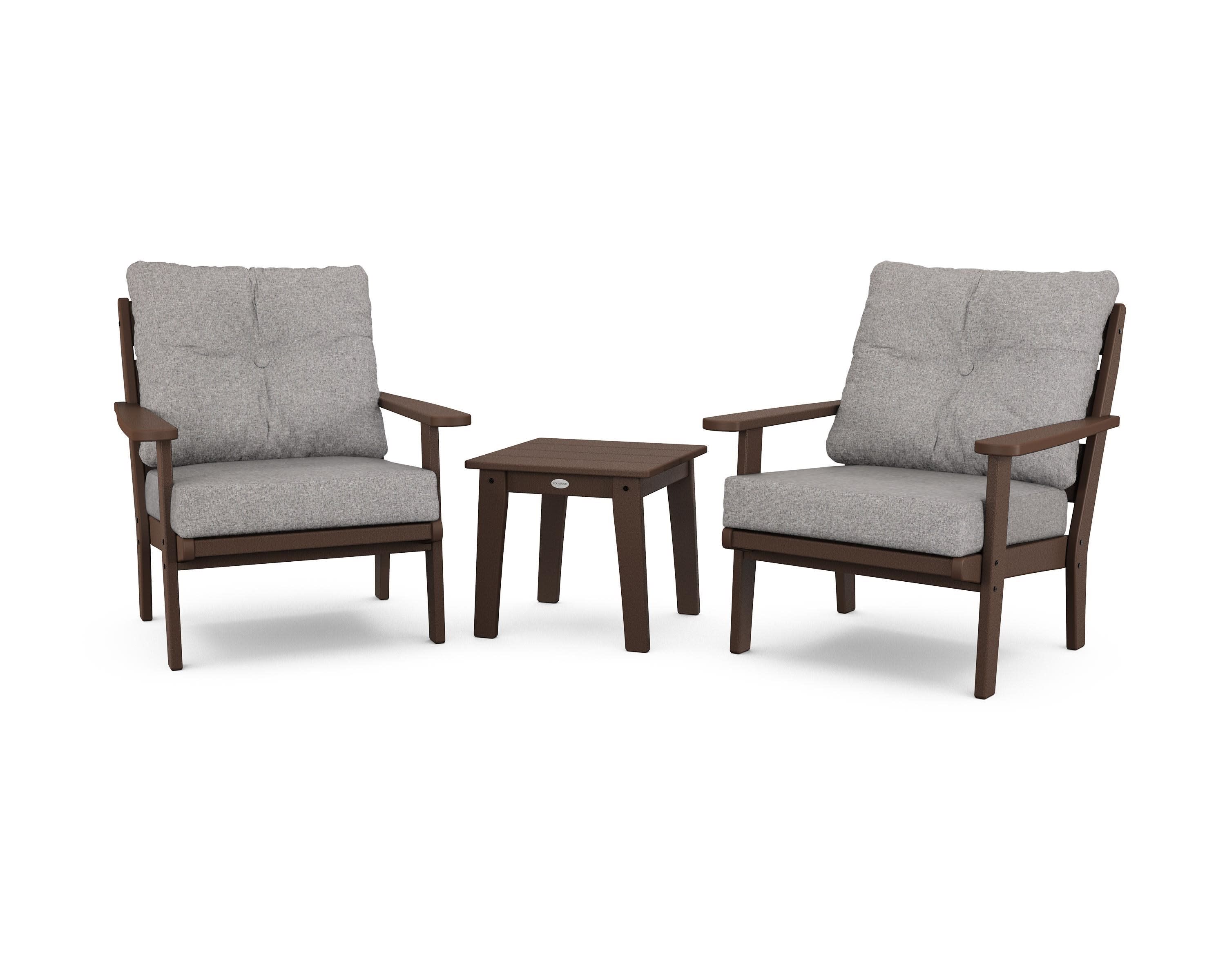 Lakeside 3-Piece Deep Seating Chair Set in Mahogany / Grey Mist