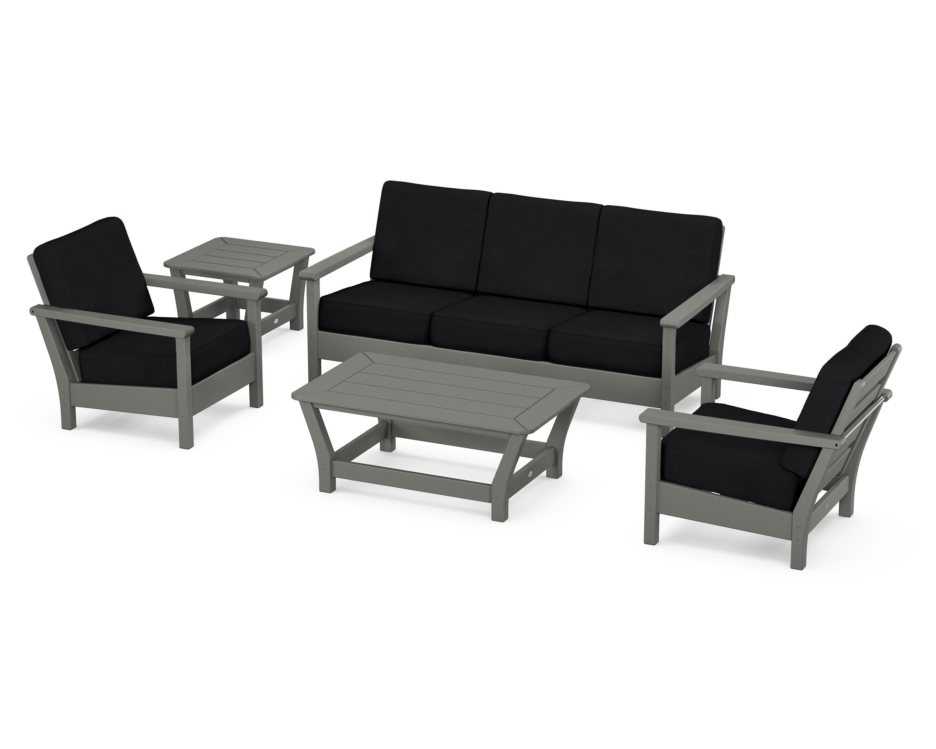 Harbour 5-Piece Deep Seating Set in Slate Grey / Midnight Linen