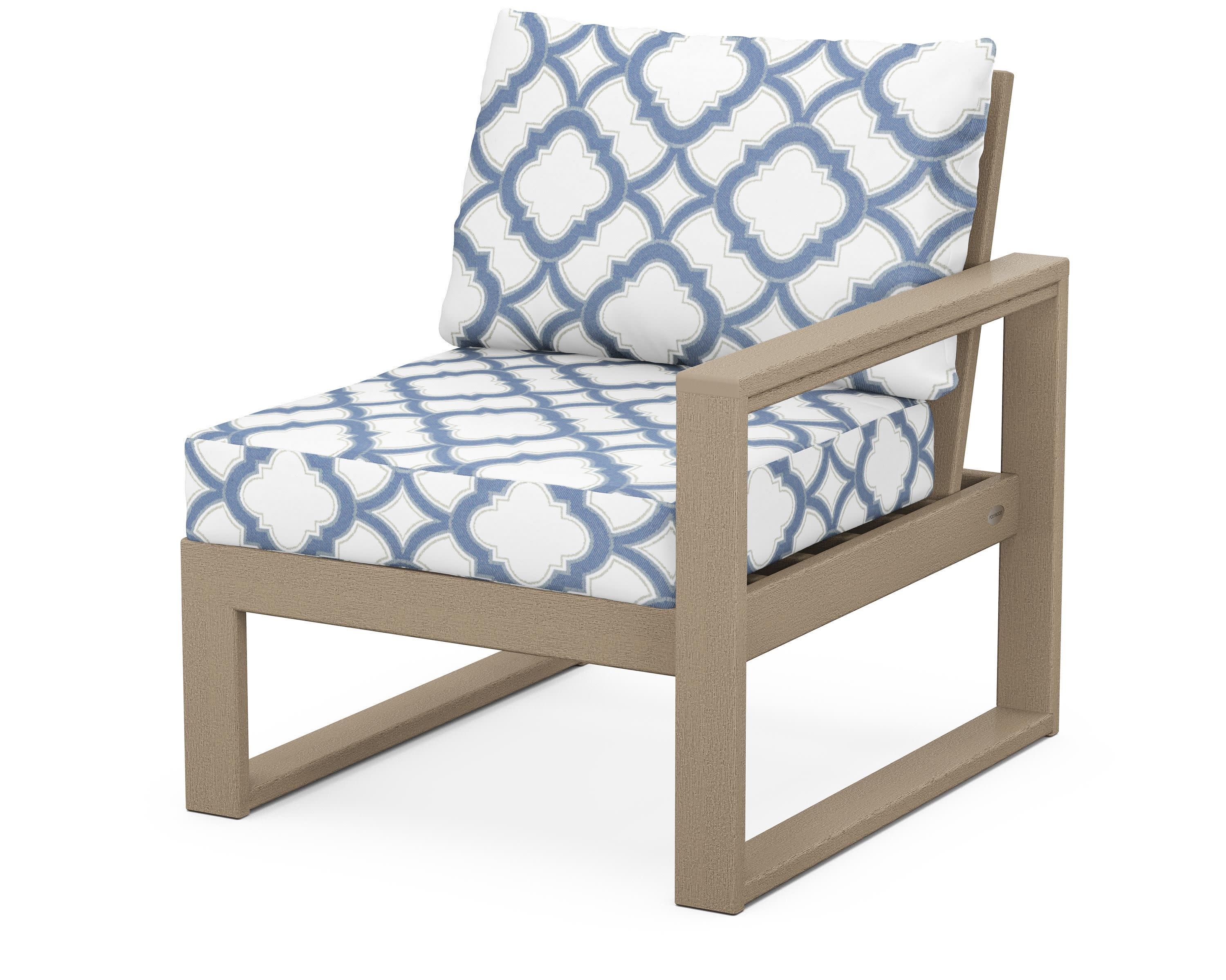 EDGE Modular Right Arm Chair in Vintage Sahara / Trellis Sky Blue