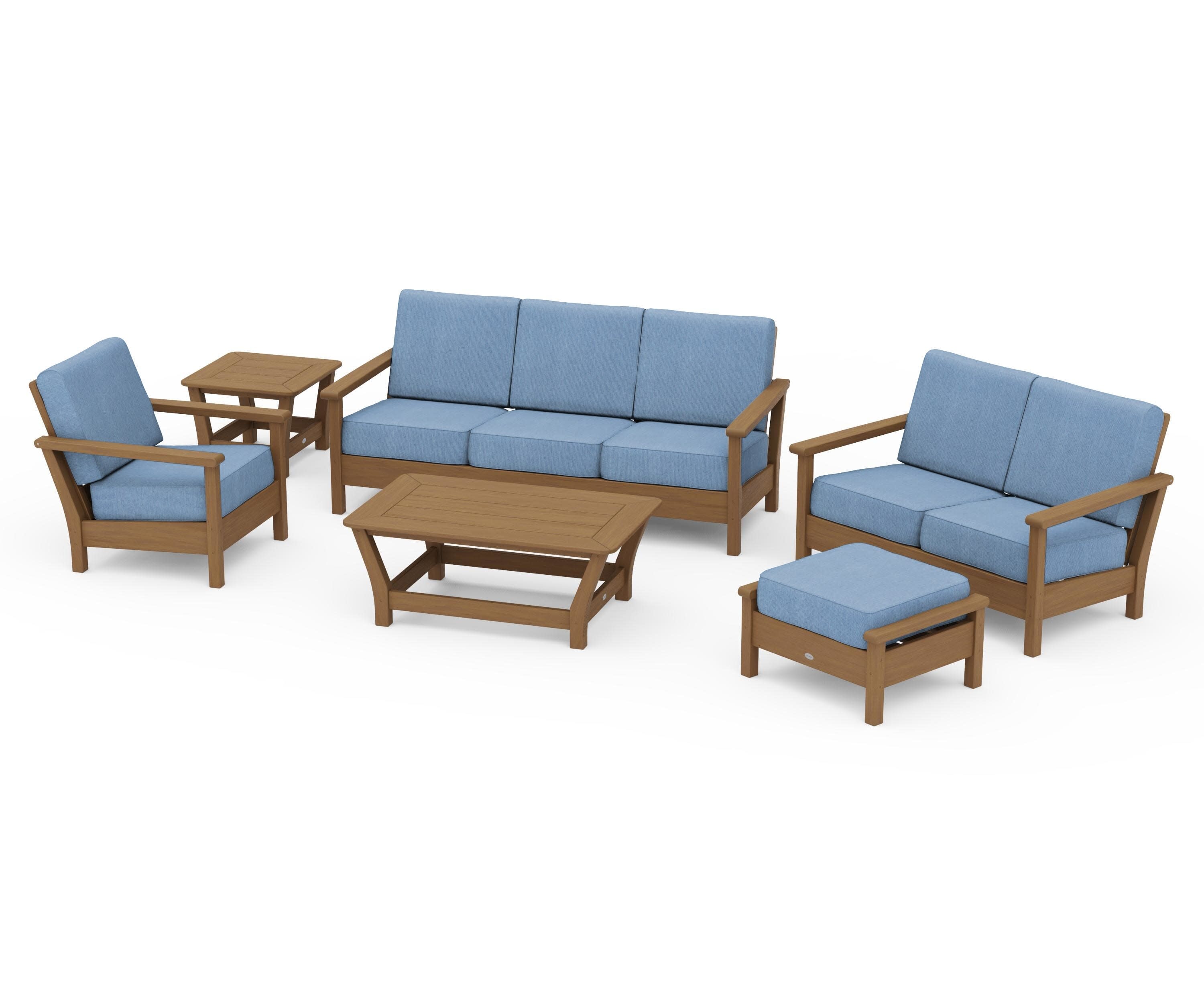 Harbour 6-Piece Outdoor Living Set in Natural / Sky Blue