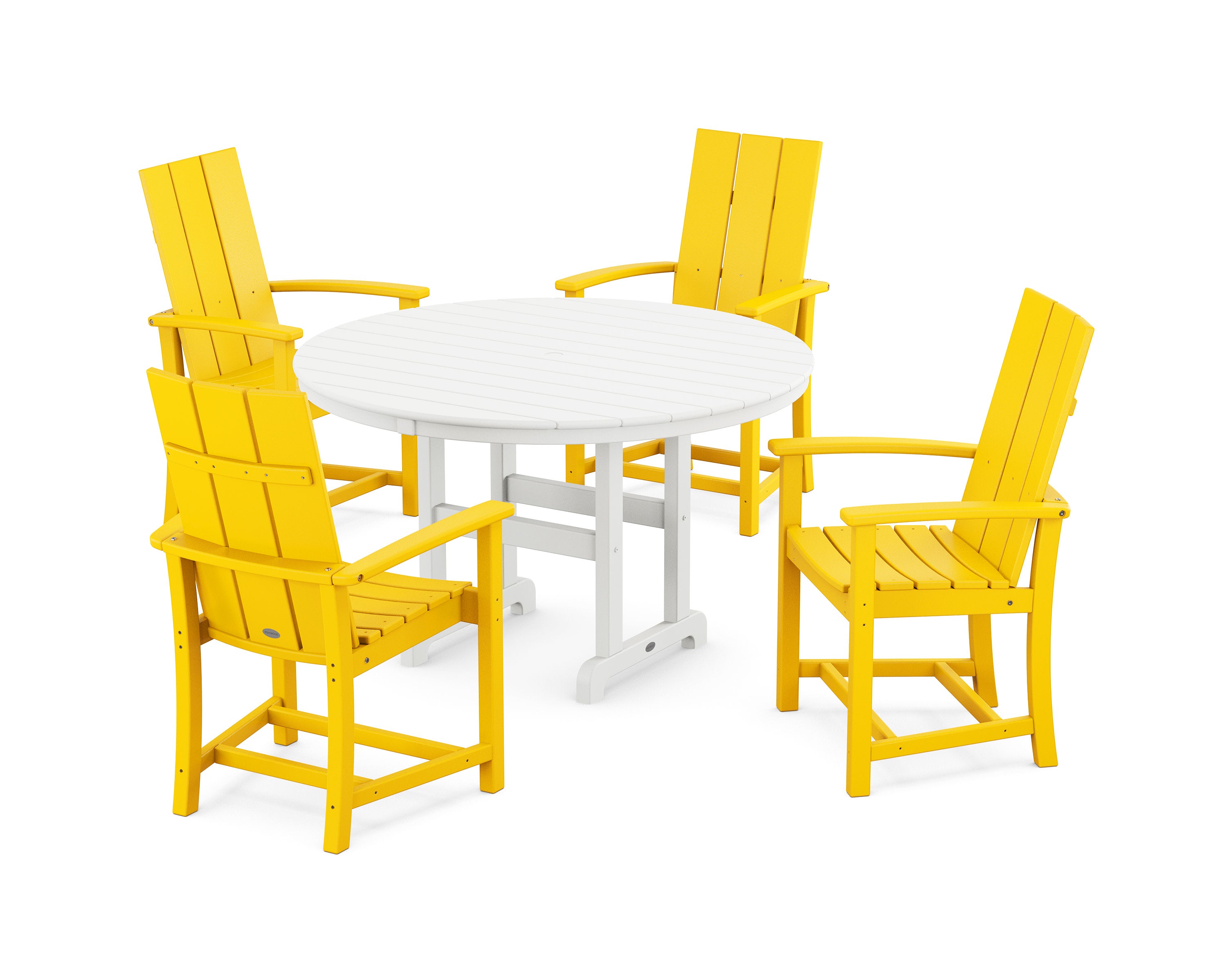 Modern Adirondack 5-Piece Round Farmhouse Dining Set in Lemon / White