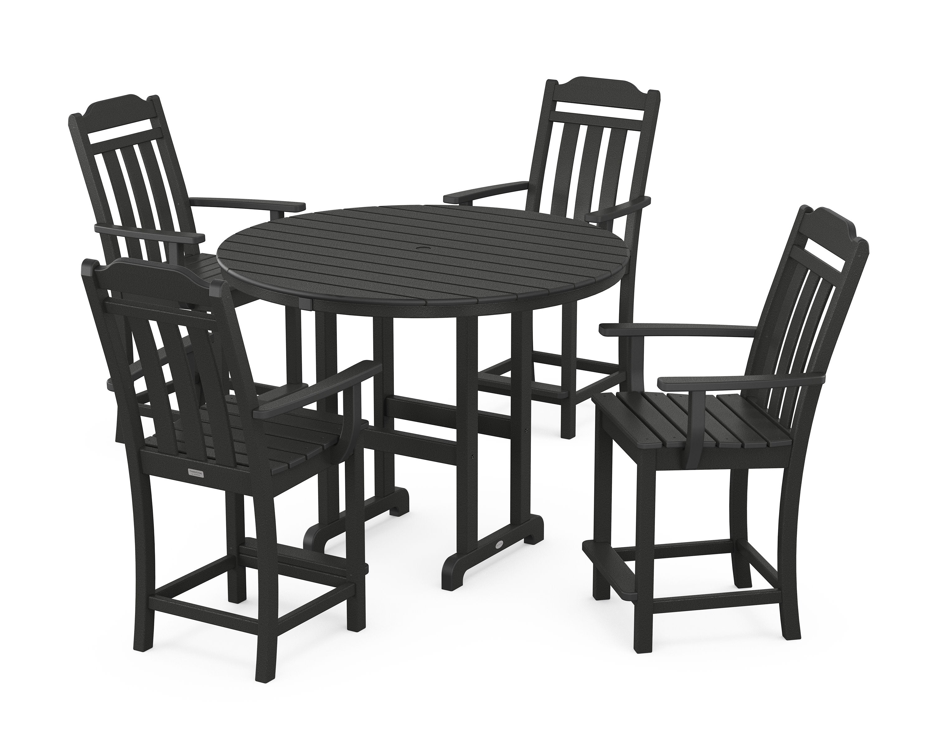 Cottage 5-Piece Round Farmhouse Counter Set in Black
