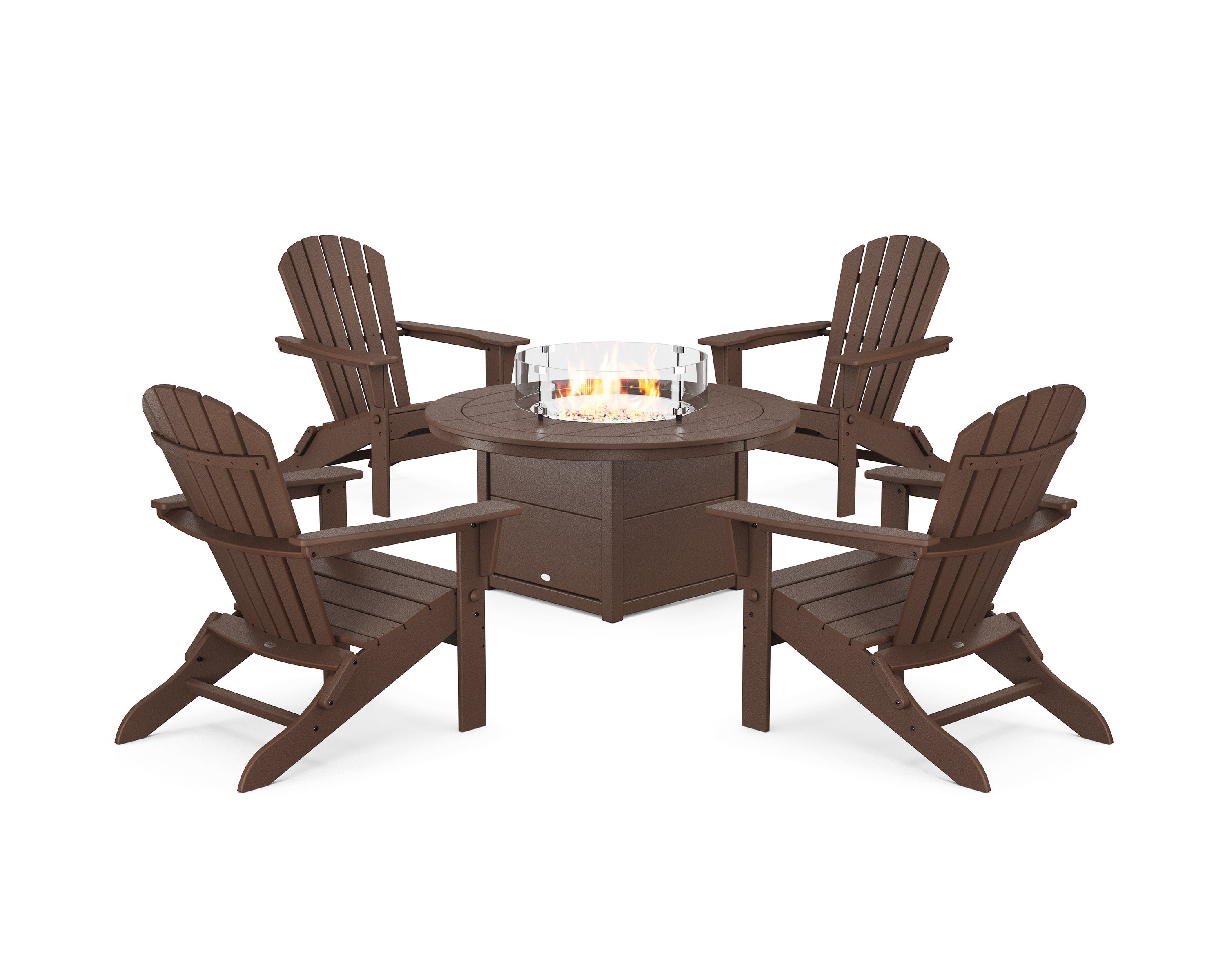 South Beach 5-Piece Folding Adirondack Fire Chat Set in Mahogany