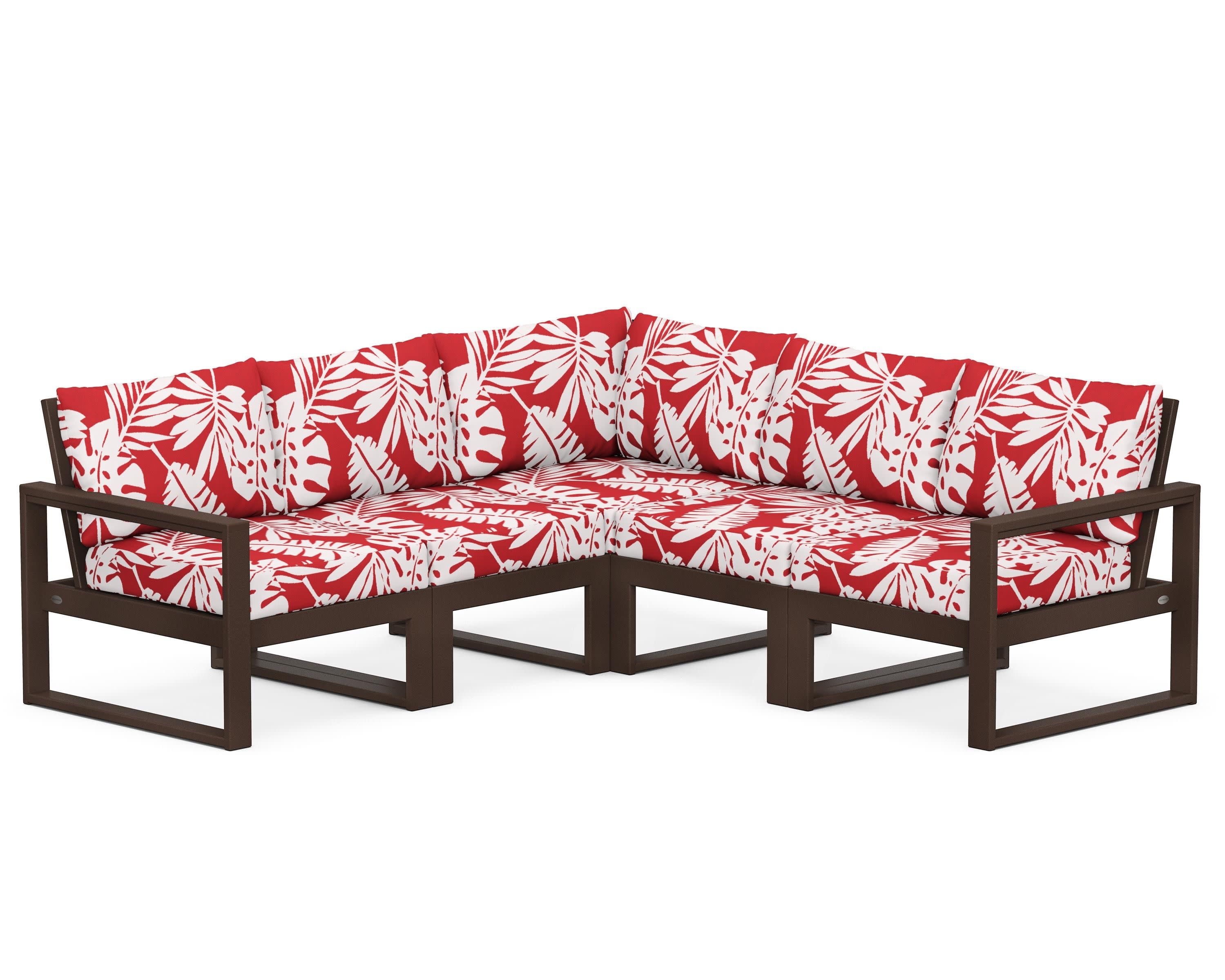 EDGE 5-Piece Modular Deep Seating Set in Mahogany / Leaf Crimson