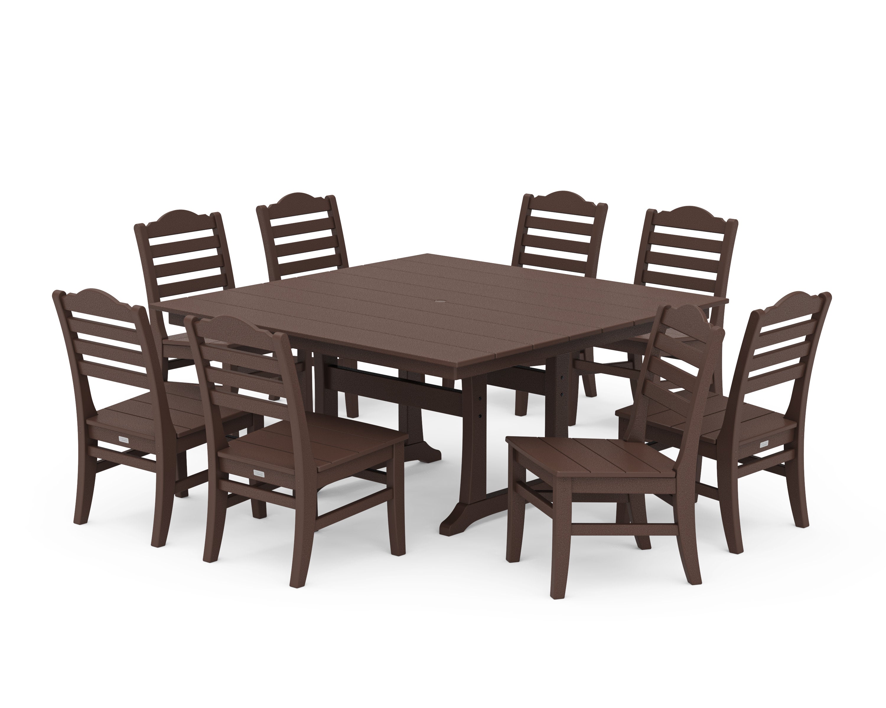 Savannah Side Chair 9-Piece Square Farmhouse Dining Set with Trestle Legs in Mahogany