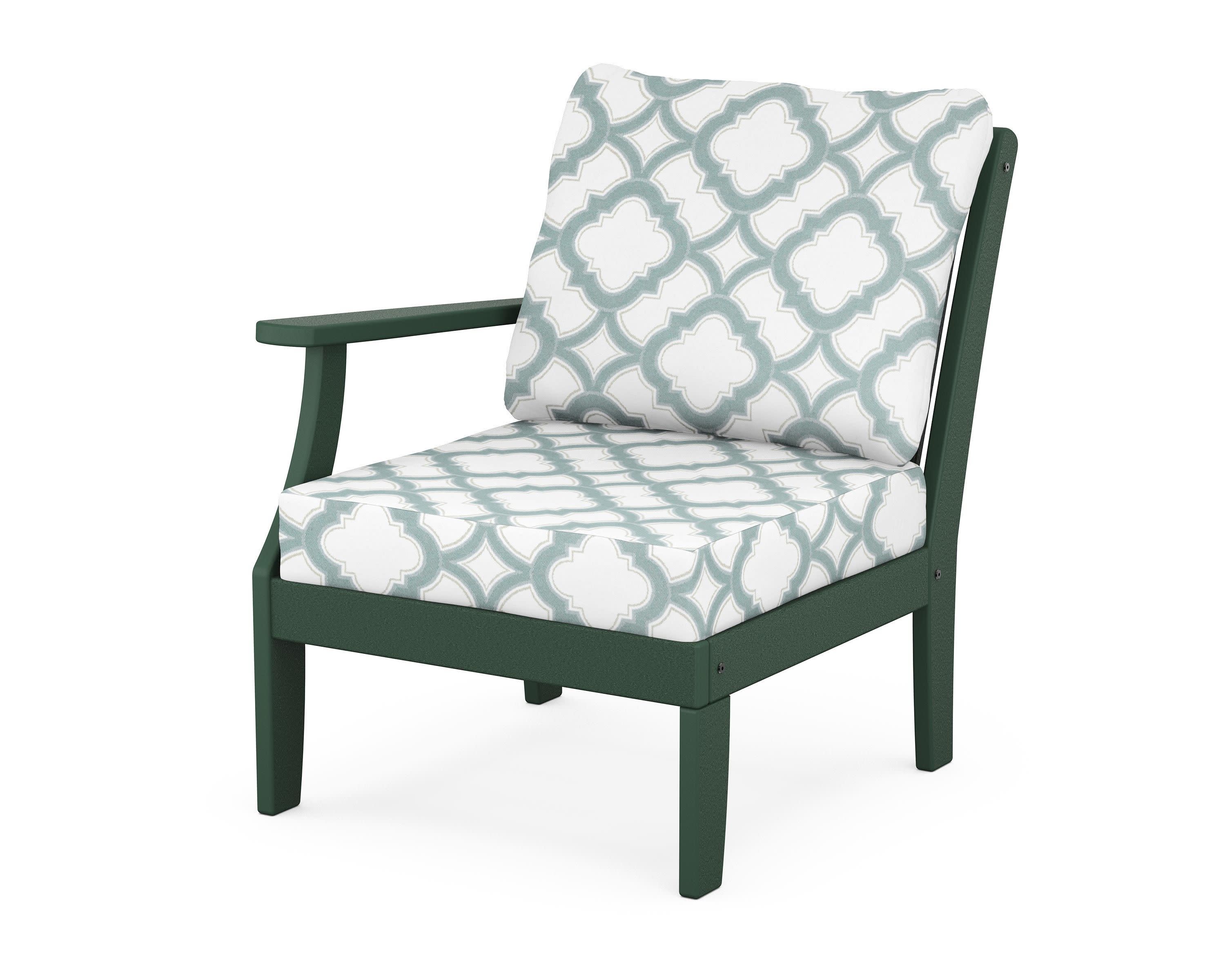 Braxton Modular Left Arm Chair in Green / Trellis Glacier Spa