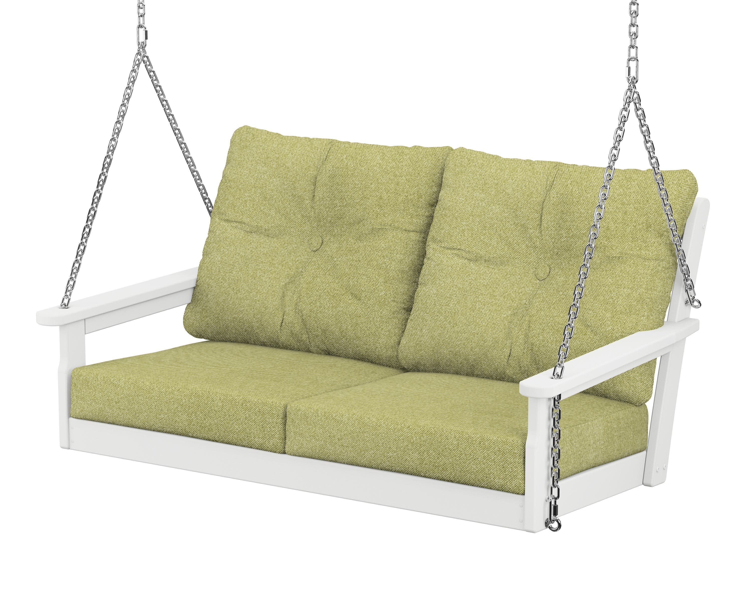 Vineyard Deep Seating Swing in White / Chartreuse Boucle