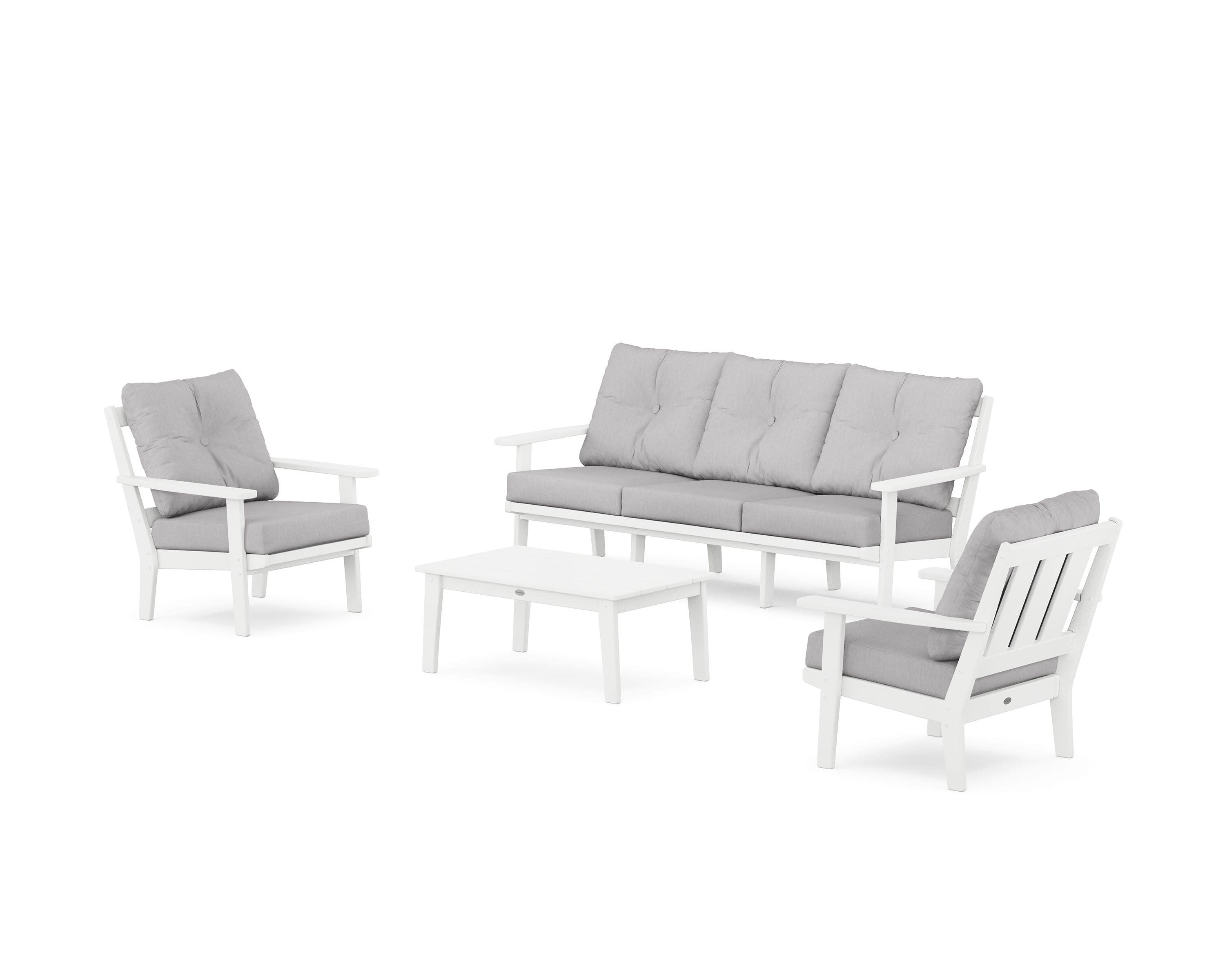 Oxford 4-Piece Deep Seating Set with Sofa in White / Granite