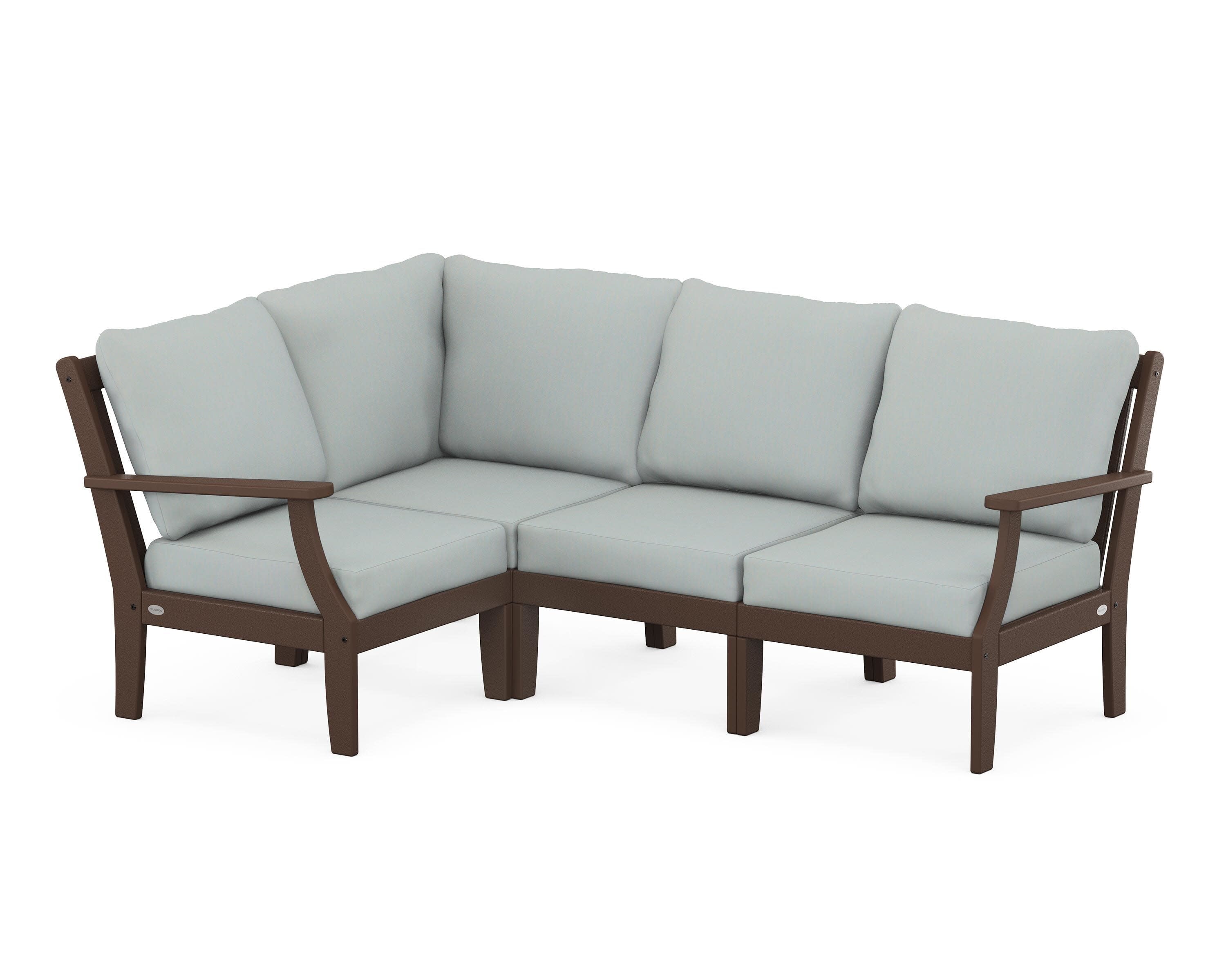 Braxton Modular 4-Piece Deep Seating Set in Mahogany / Spa