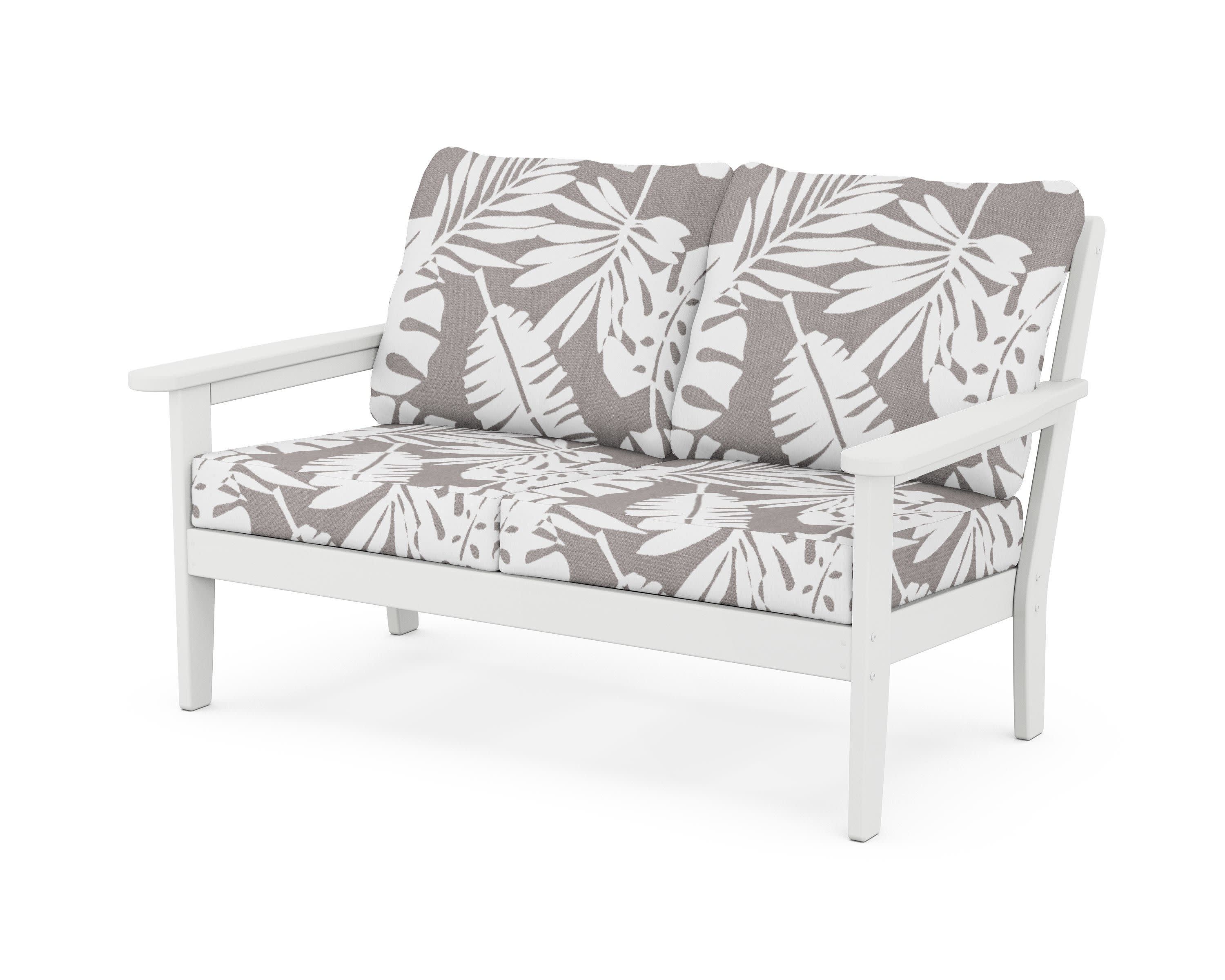 Cottage Deep Seating Loveseat in White / Leaf Grey Mist