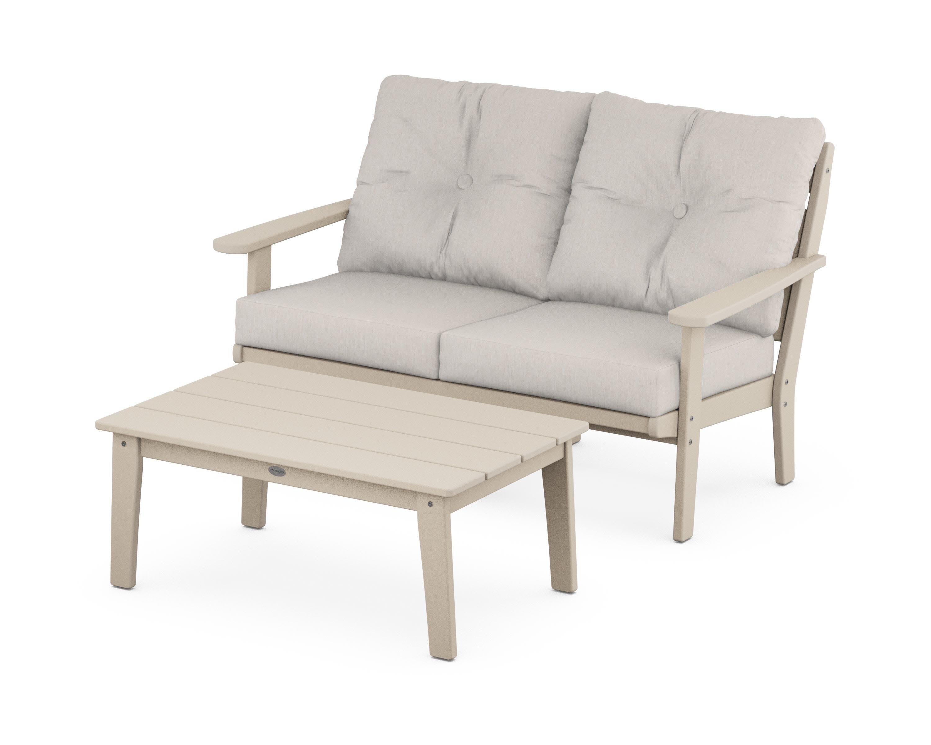 Lakeside 2-Piece Lounge Loveseat Set in Sand / Cast Ash