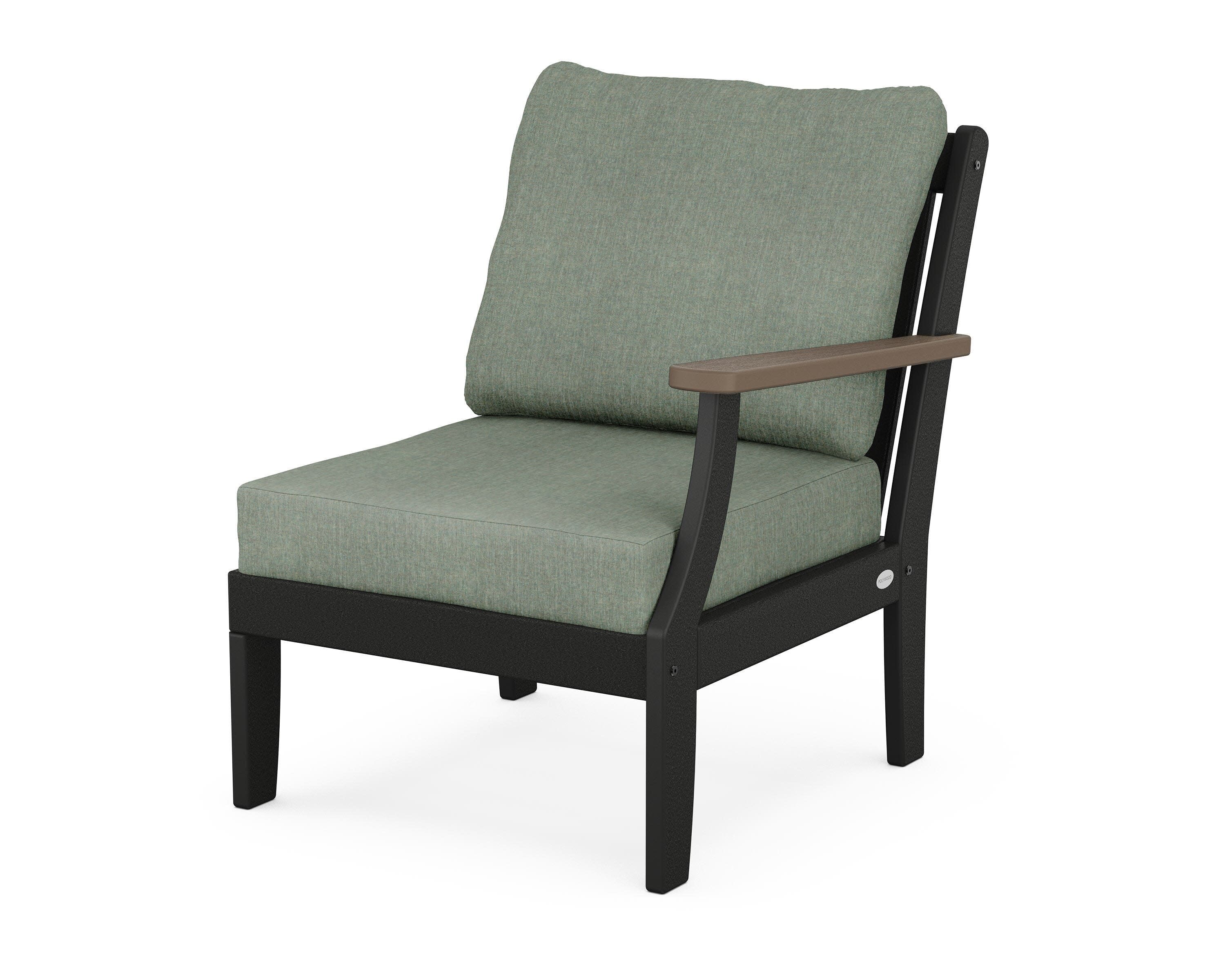Braxton Modular Right Arm Chair in Black / Kona / Cast Sage
