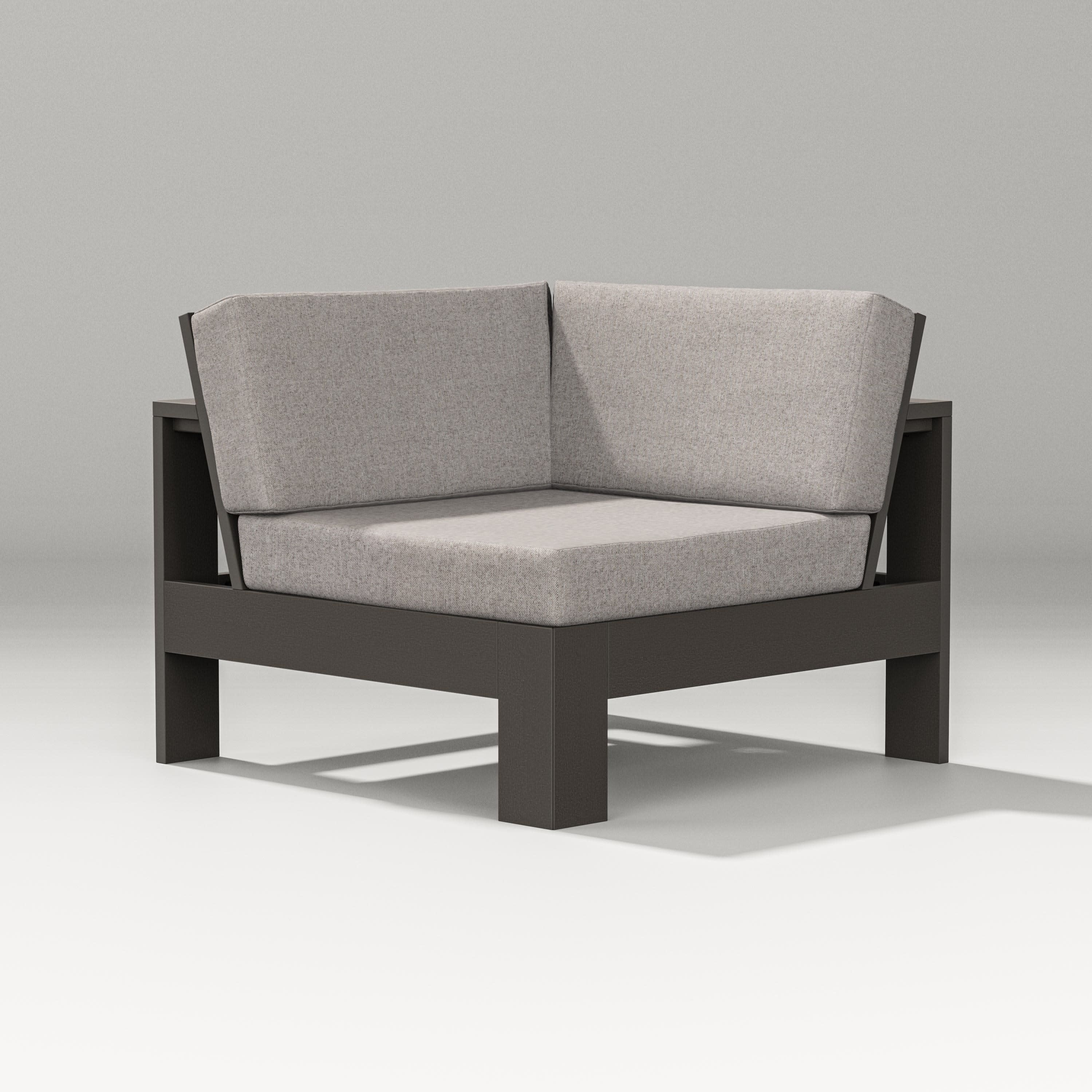 Latitude Modular Corner Chair in Vintage Coffee / Weathered Tweed