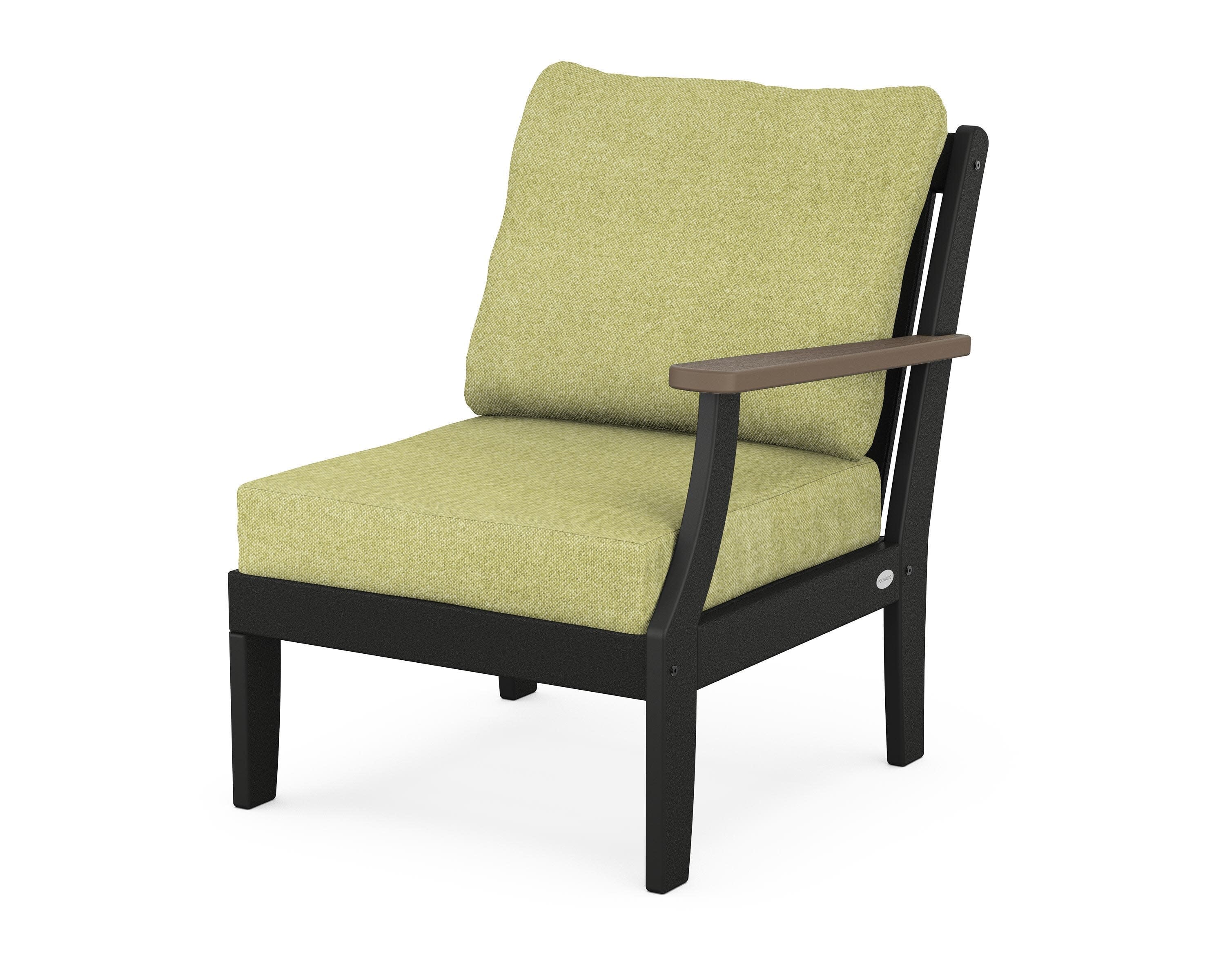 Braxton Modular Right Arm Chair in Black / Kona / Chartreuse Boucle