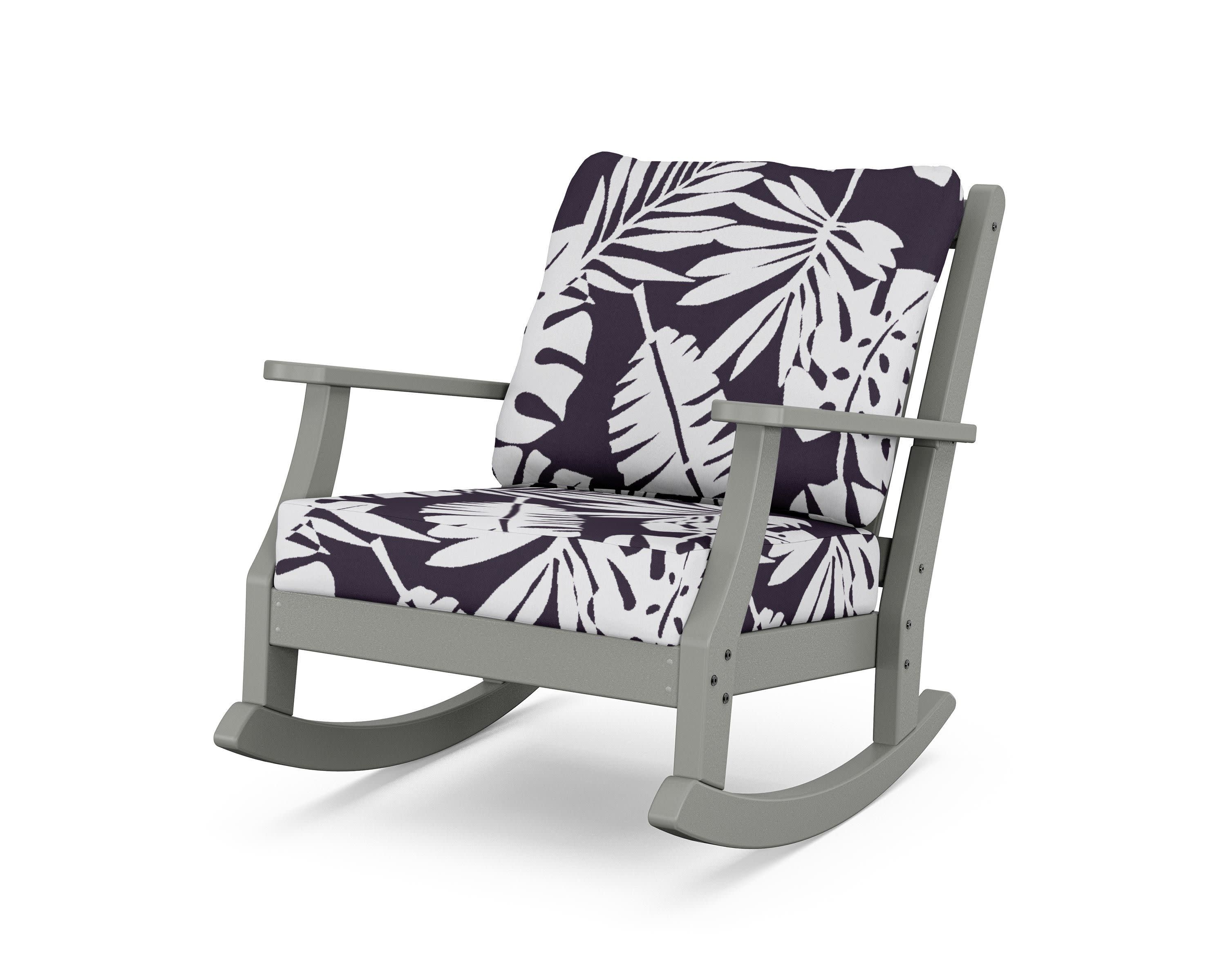 Wovendale Deep Seating Rocking Chair in Slate Grey / Leaf Navy