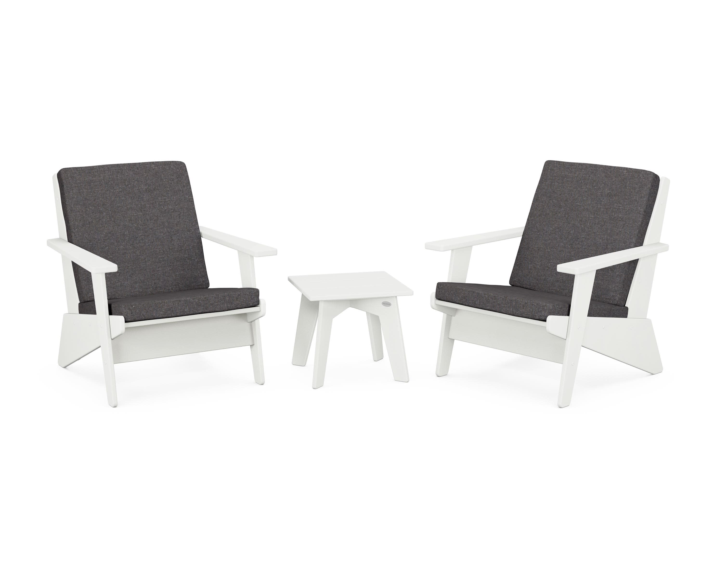 Riviera Modern Lounge 3-Piece Set in Vintage White / Ash Charcoal