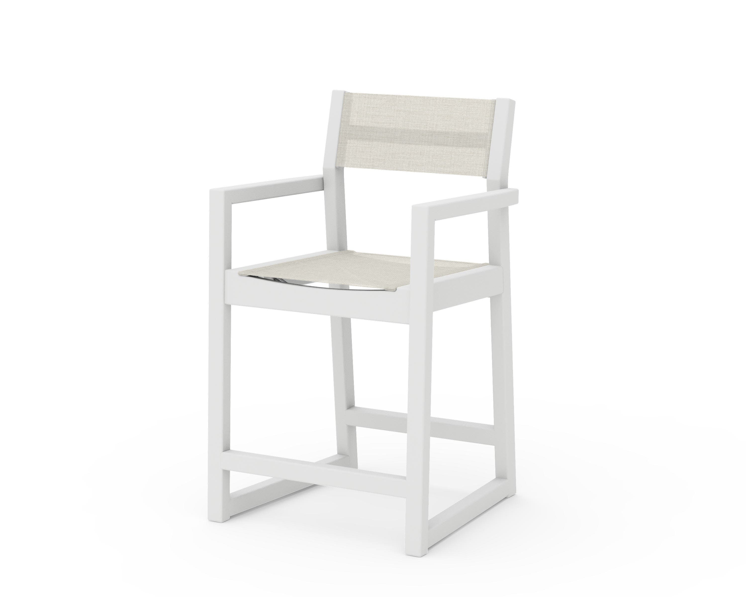EDGE Sling Counter Arm Chair in White / Parchment Sling