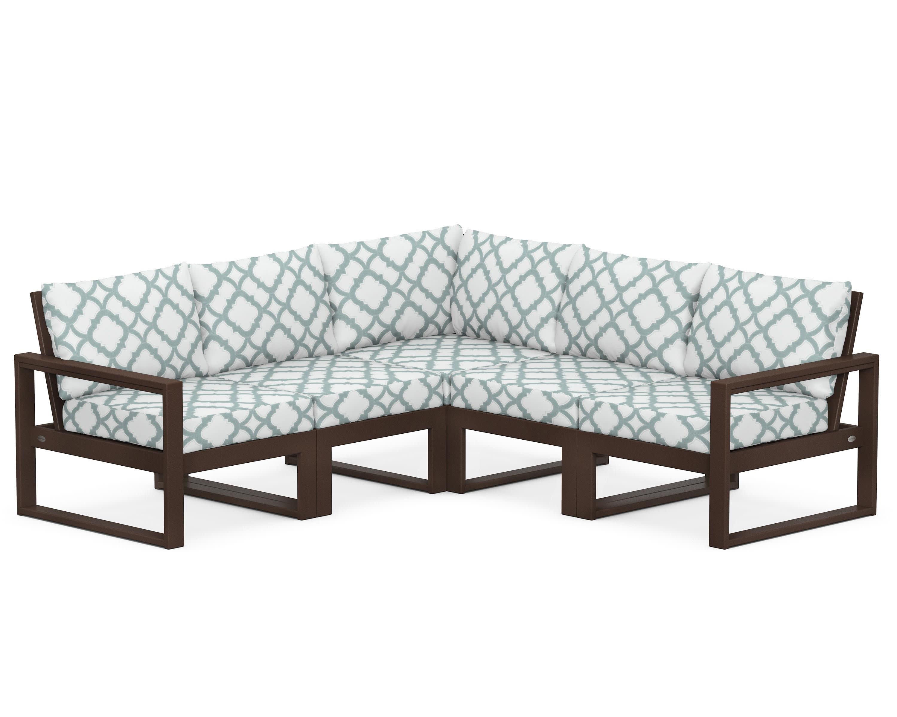 EDGE 5-Piece Modular Deep Seating Set in Mahogany / Trellis Glacier Spa