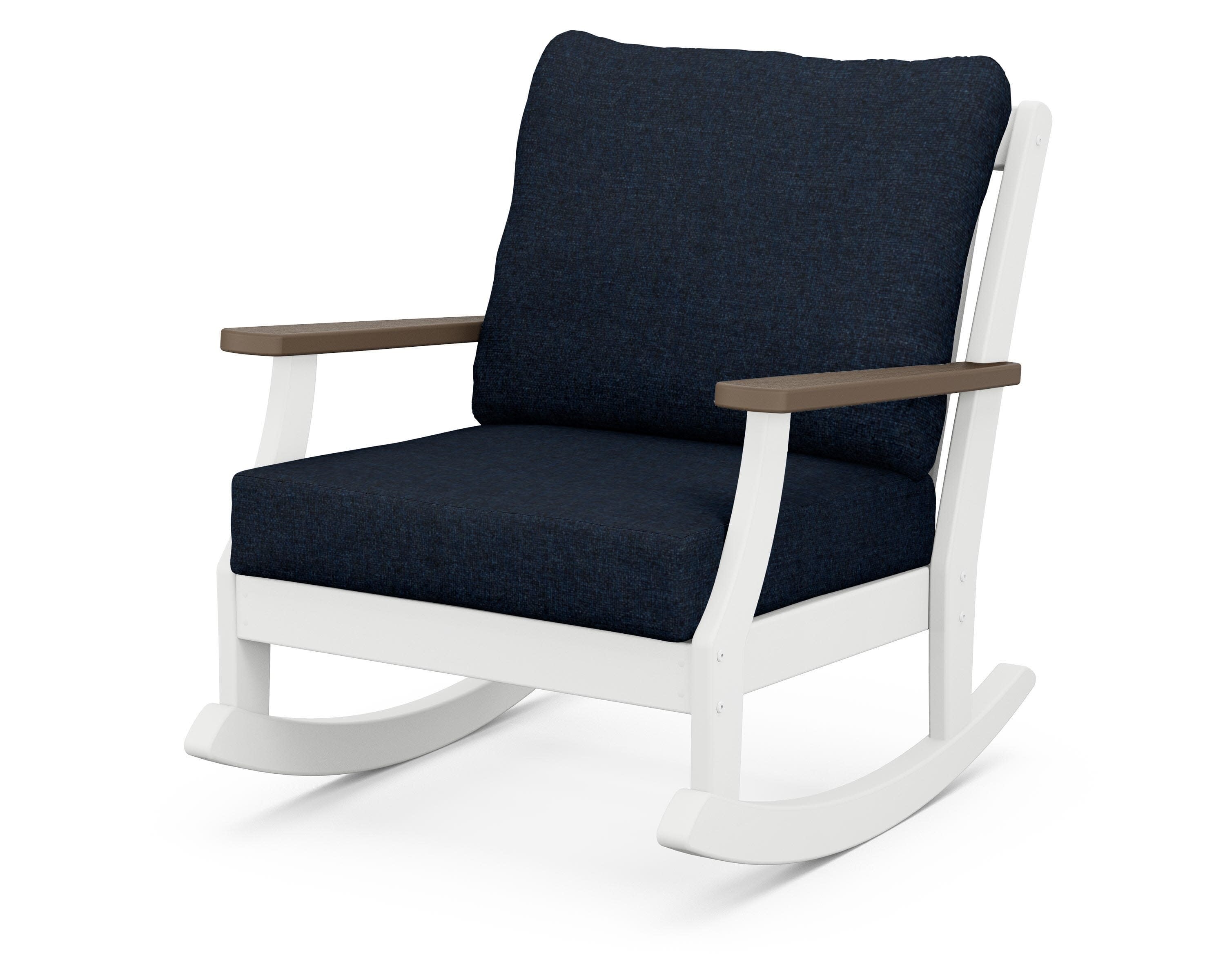 Braxton Deep Seating Rocking Chair in White / Kona / Marine Indigo
