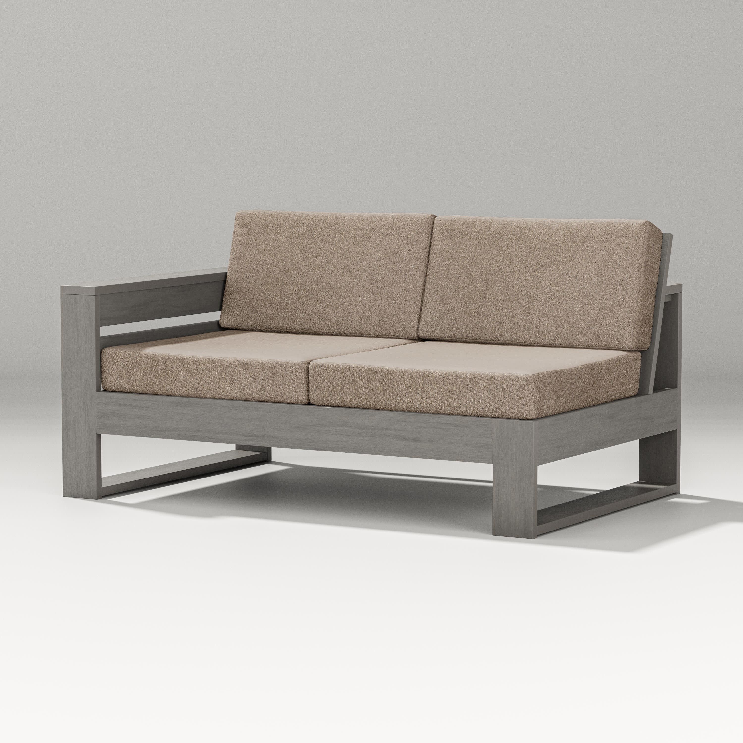 Latitude Modular Left Arm Loveseat in Driftwood / Spiced Burlap