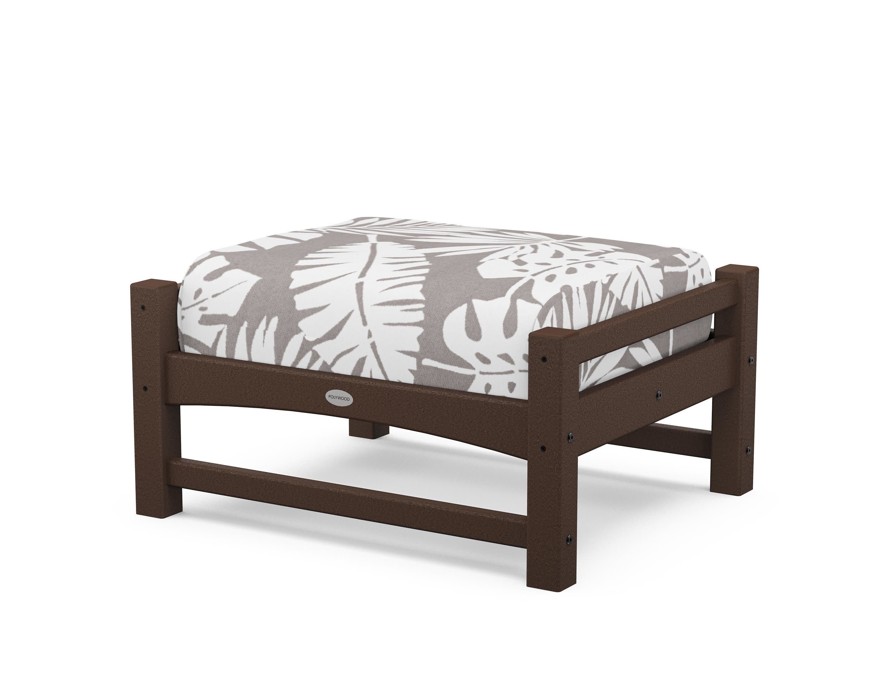 Club Ottoman in Mahogany / Leaf Grey Mist