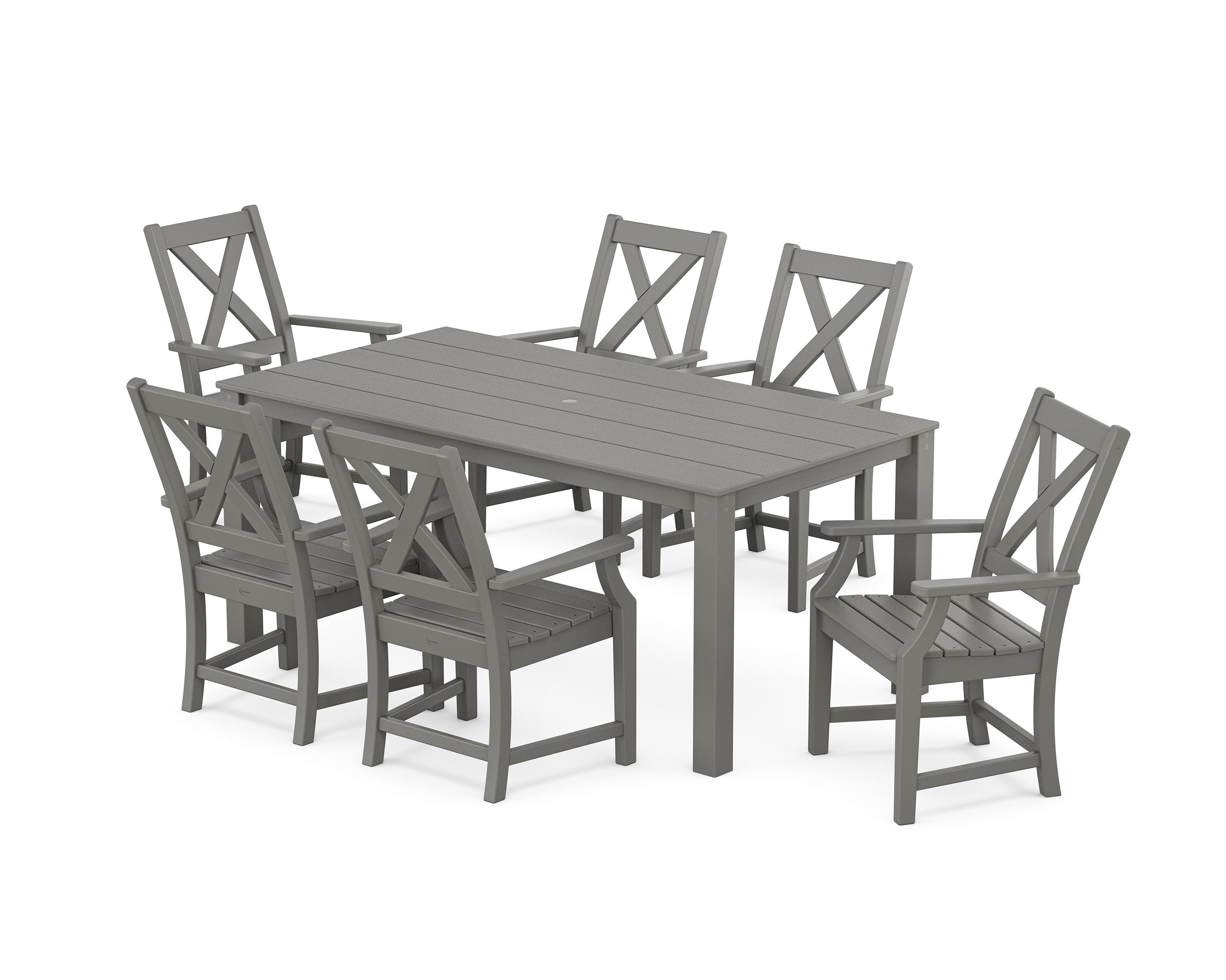Braxton Arm Chair 7-Piece Parsons Dining Set in Slate Grey