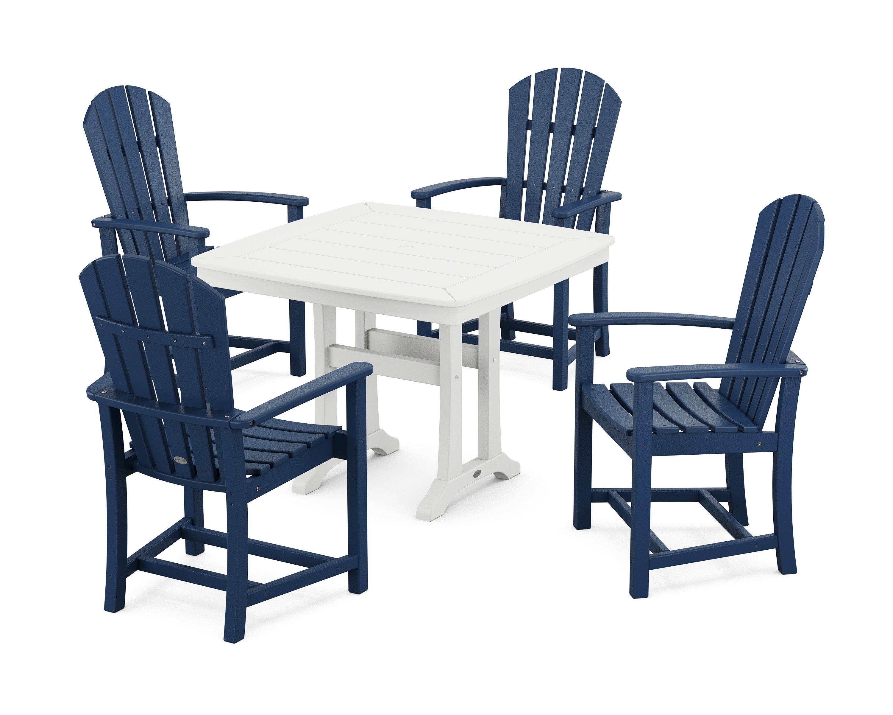 Palm Coast 5-Piece Dining Set with Trestle Legs in Navy / White