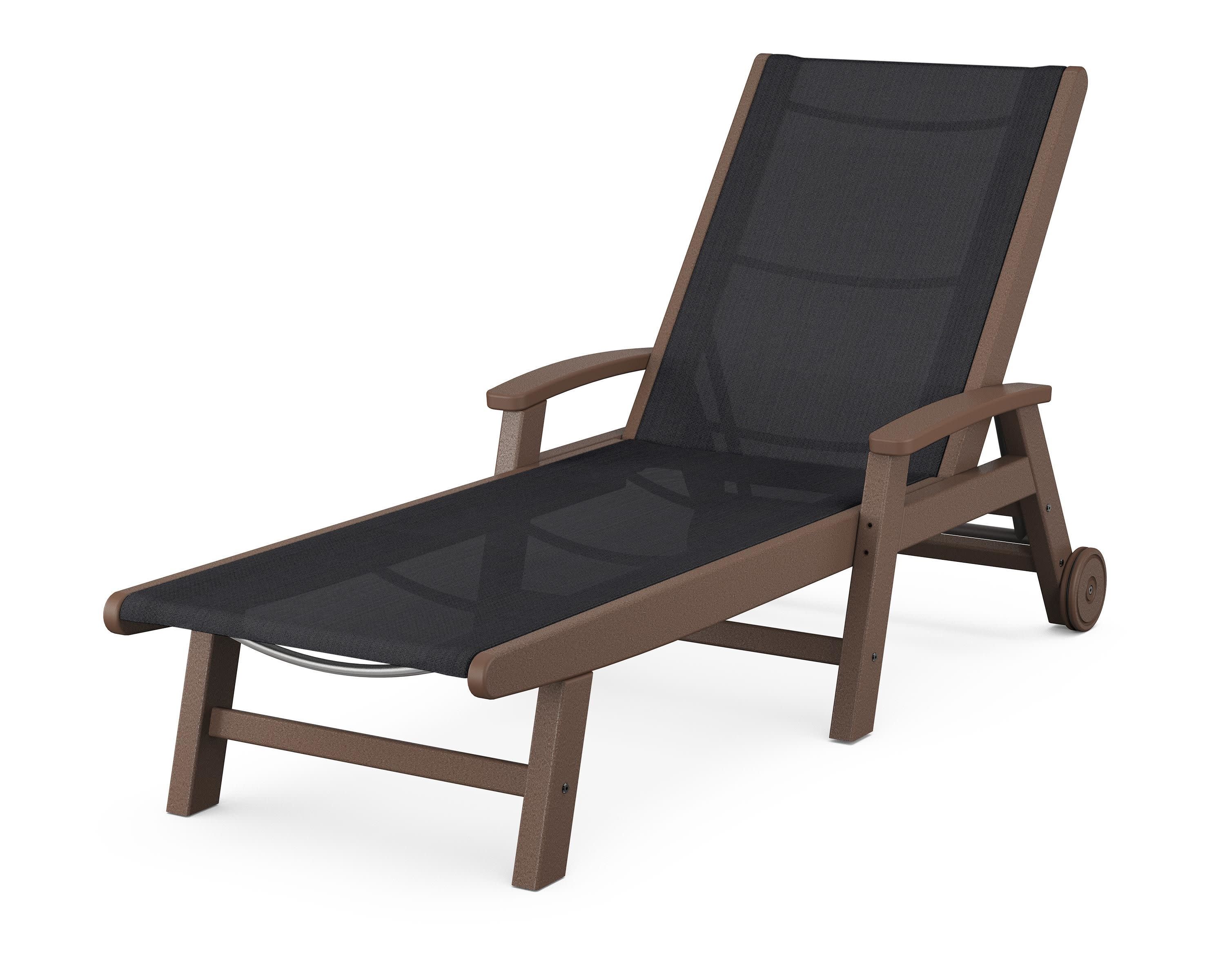 Coastal Chaise with Wheels in Mahogany / Black Sling