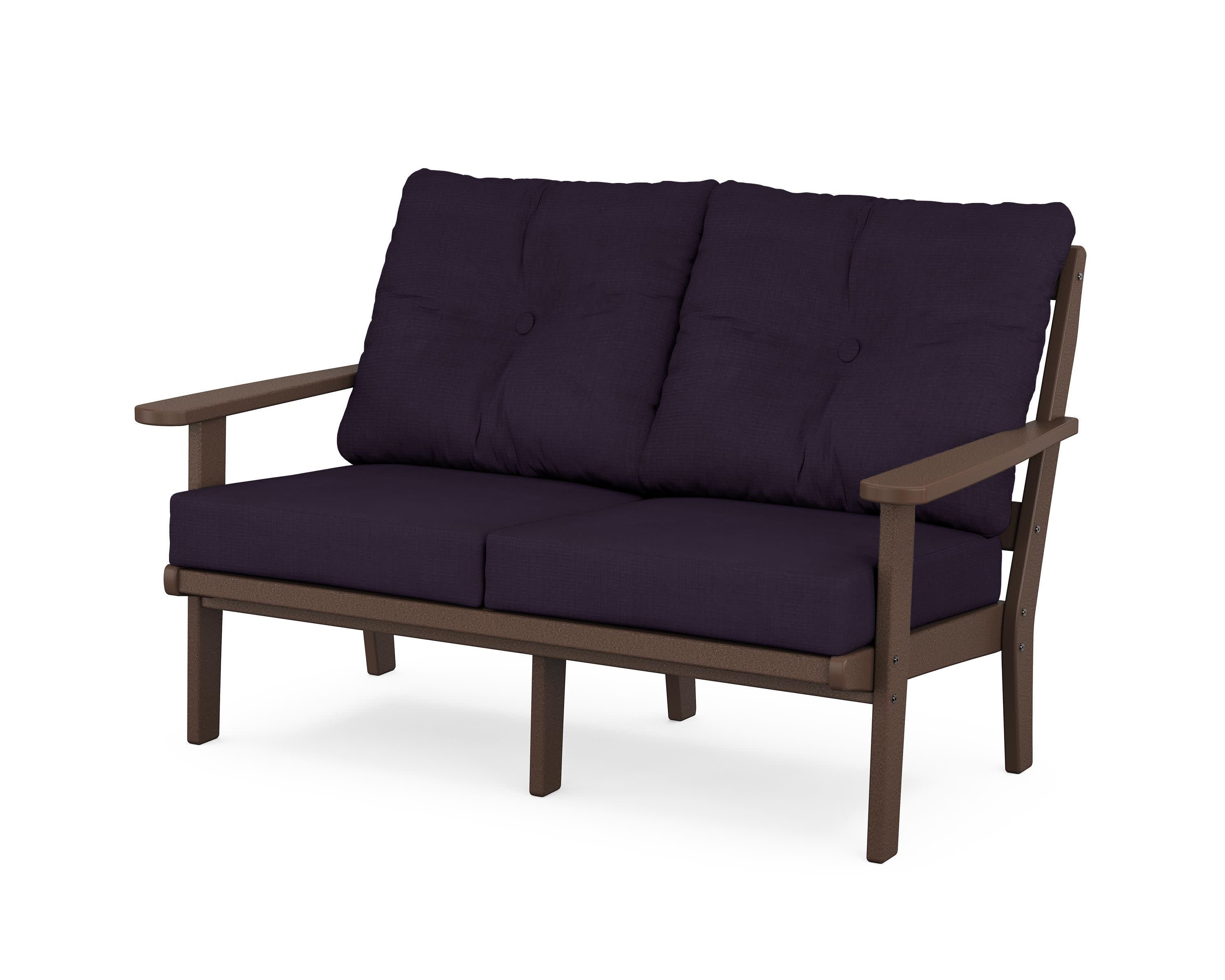 Mission Deep SeatingLoveseat in Mahogany / Navy Linen